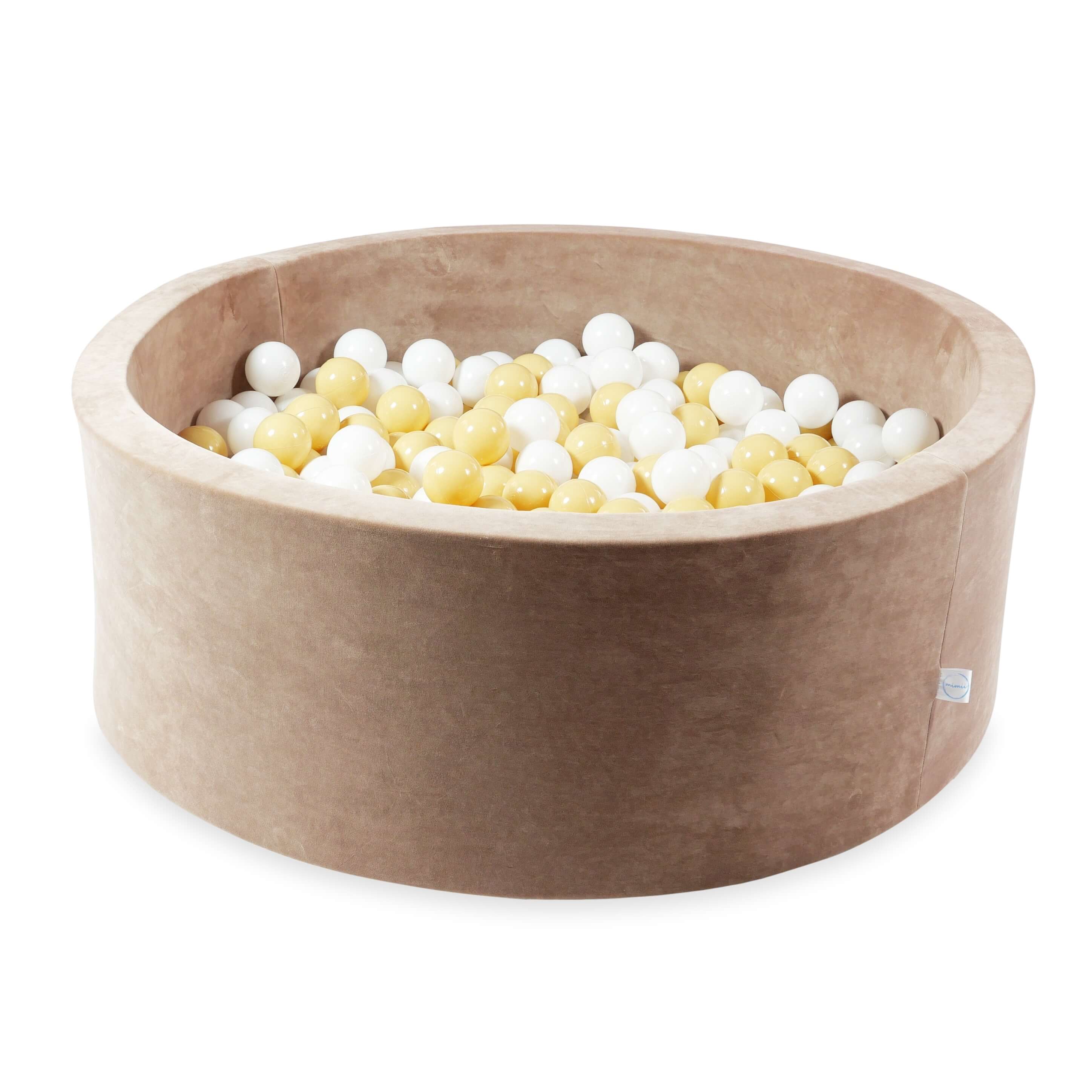 Ball Pit in velvet soft brown 110x40 cm with 500 balls