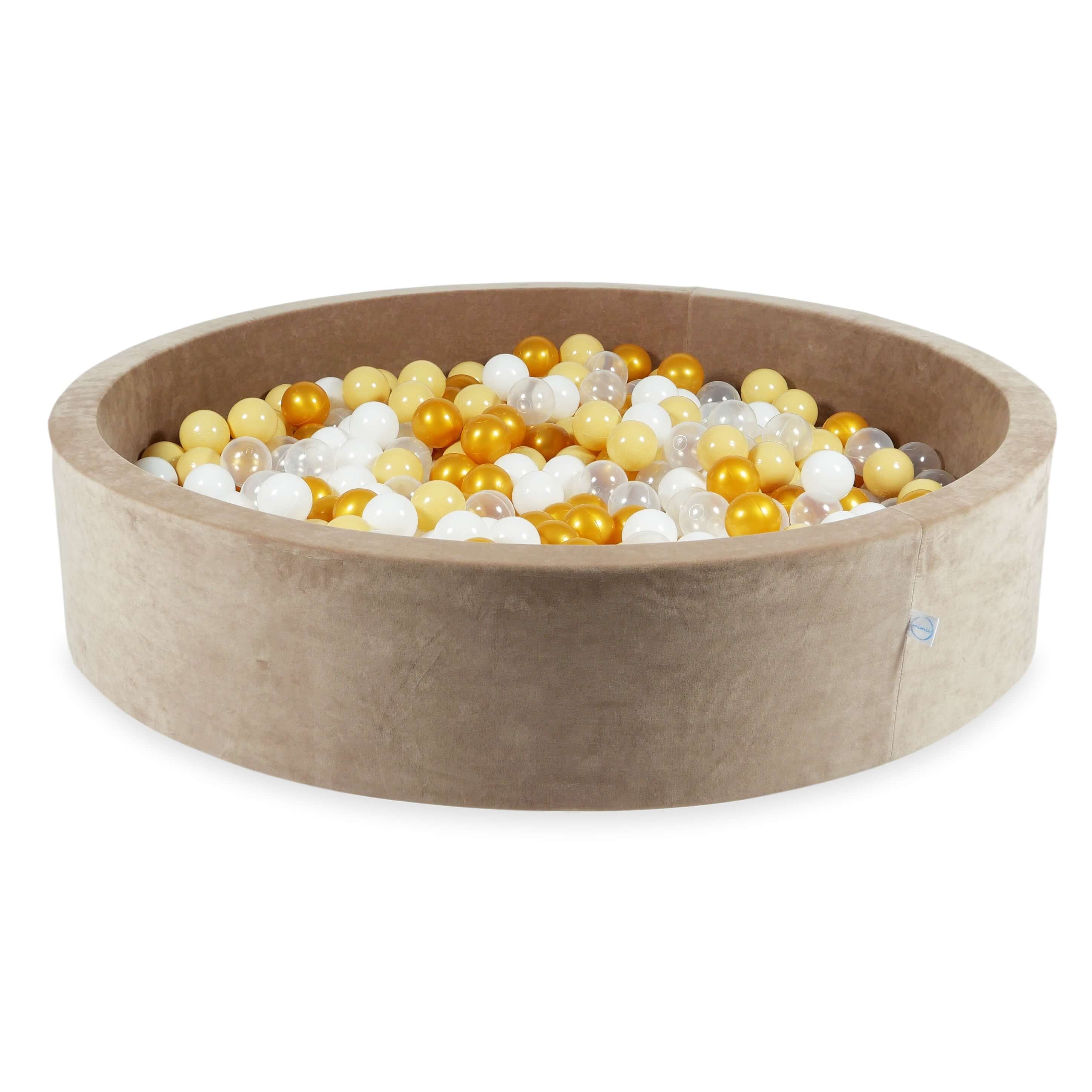 Brown soft velvet ball pit 130x30 cm with 600 balls