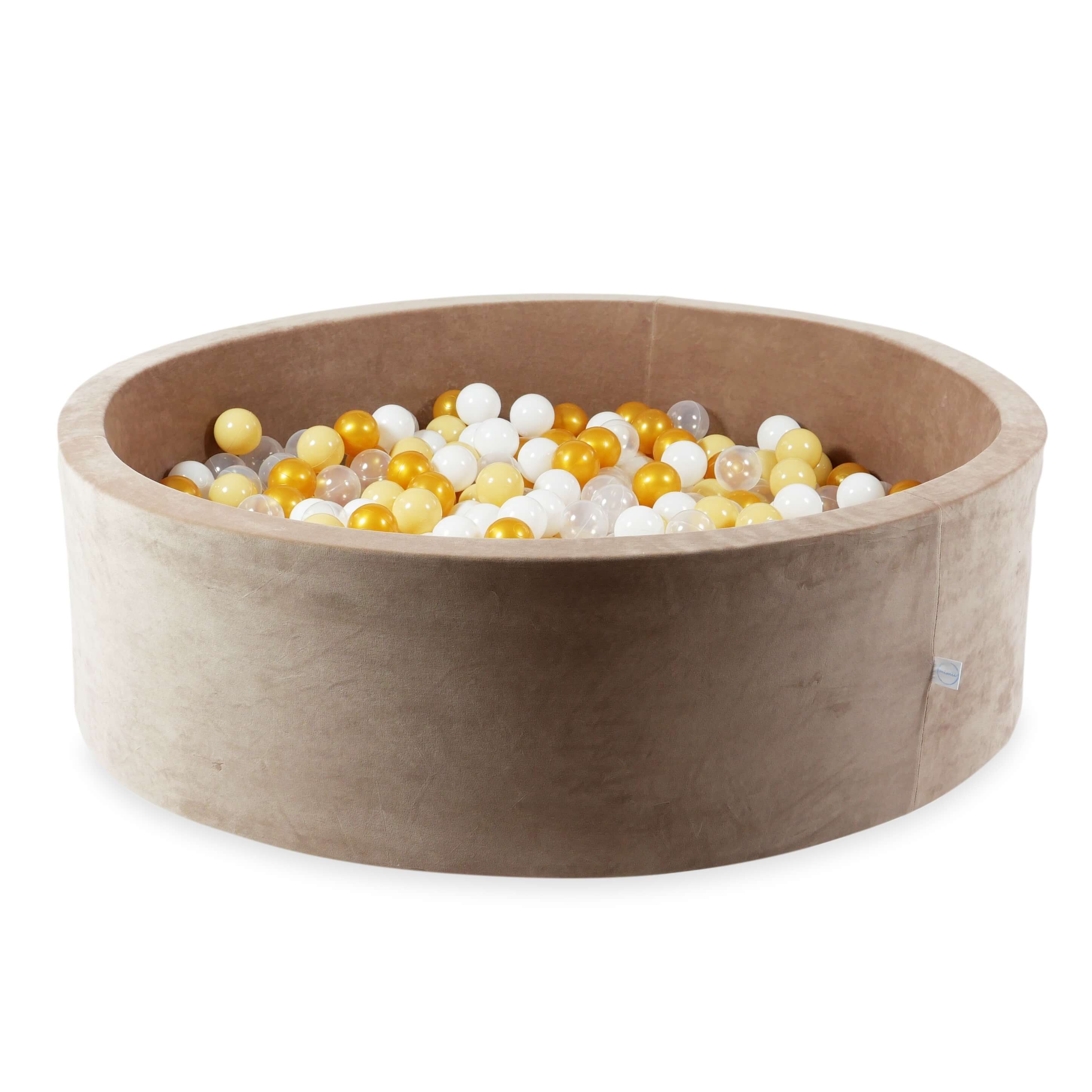 Velvet soft ball pit brown 130x40 cm with 700 balls