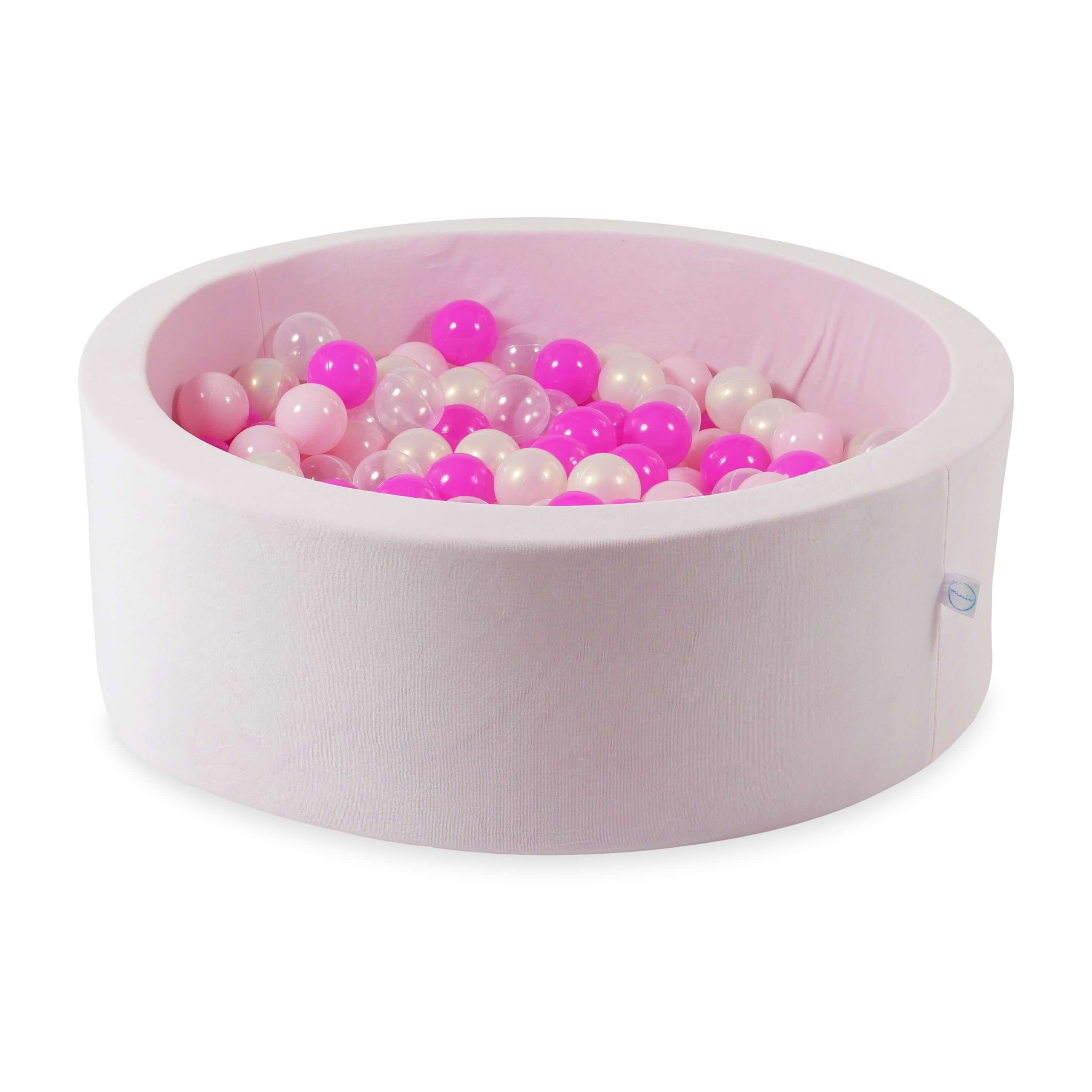 Ball pool in soft velvet light pink 90x30 cm with 200 balls