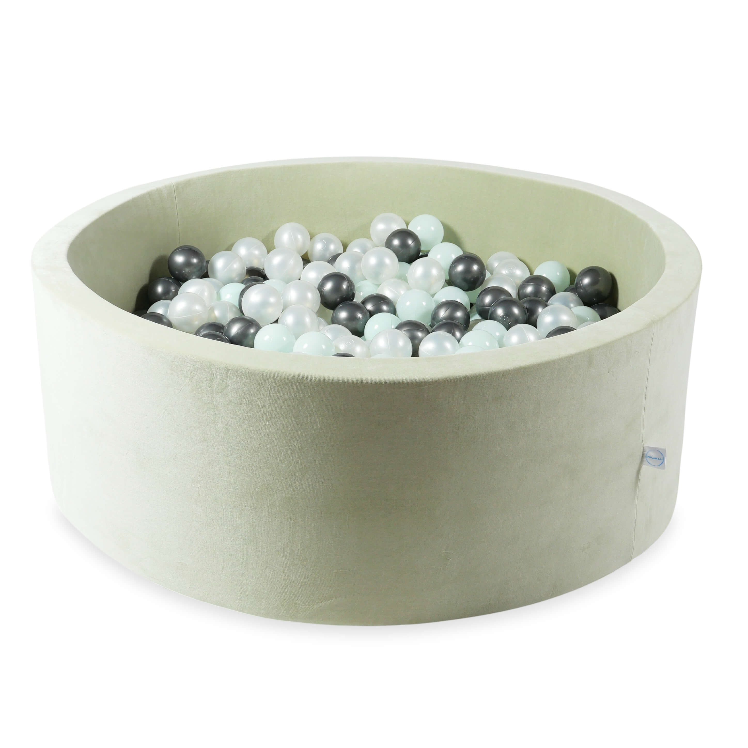 Ball Pit in velvet soft pistachio 110x40 cm with 500 balls