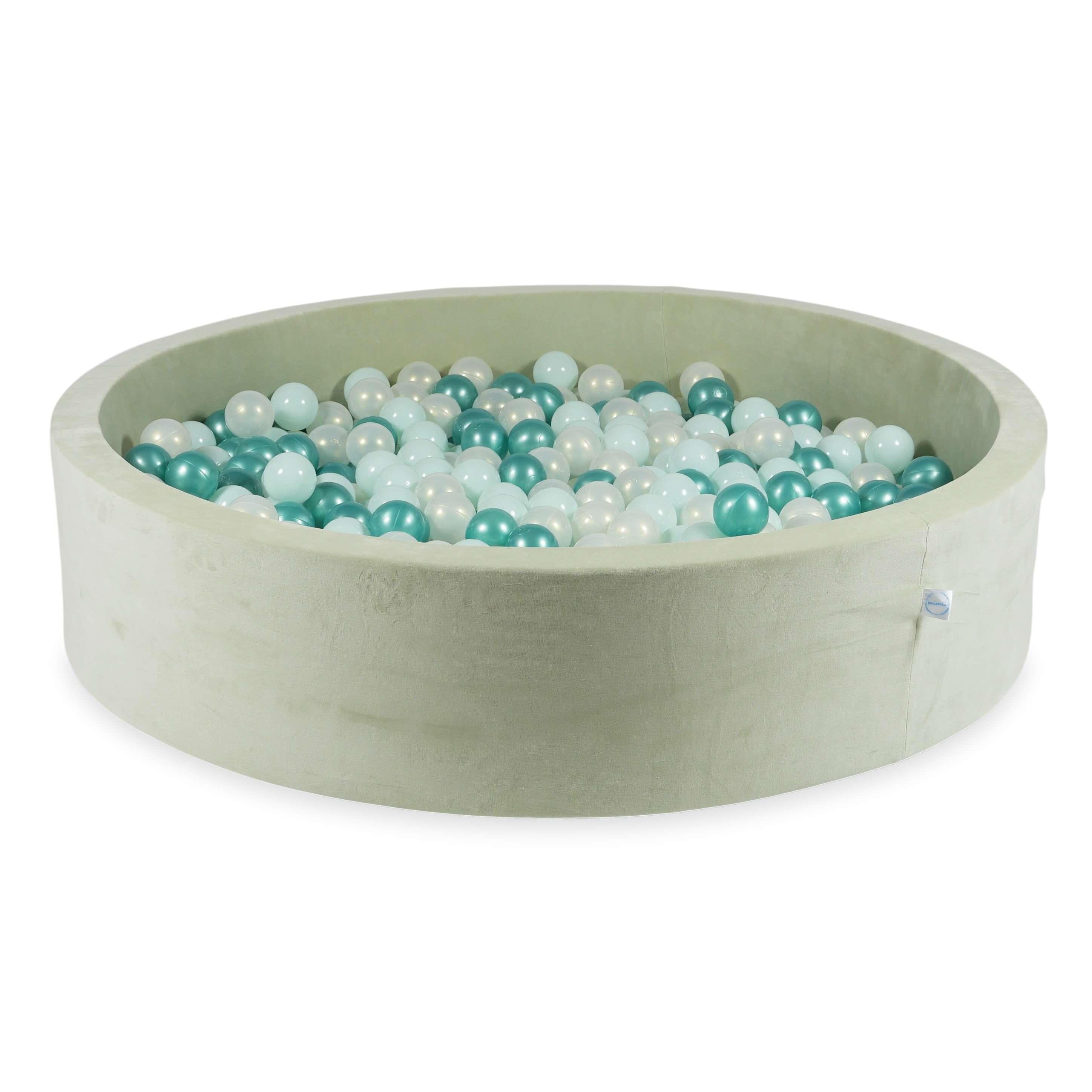 Pistachio soft velvet ball pit 130x30 cm with 600 balls