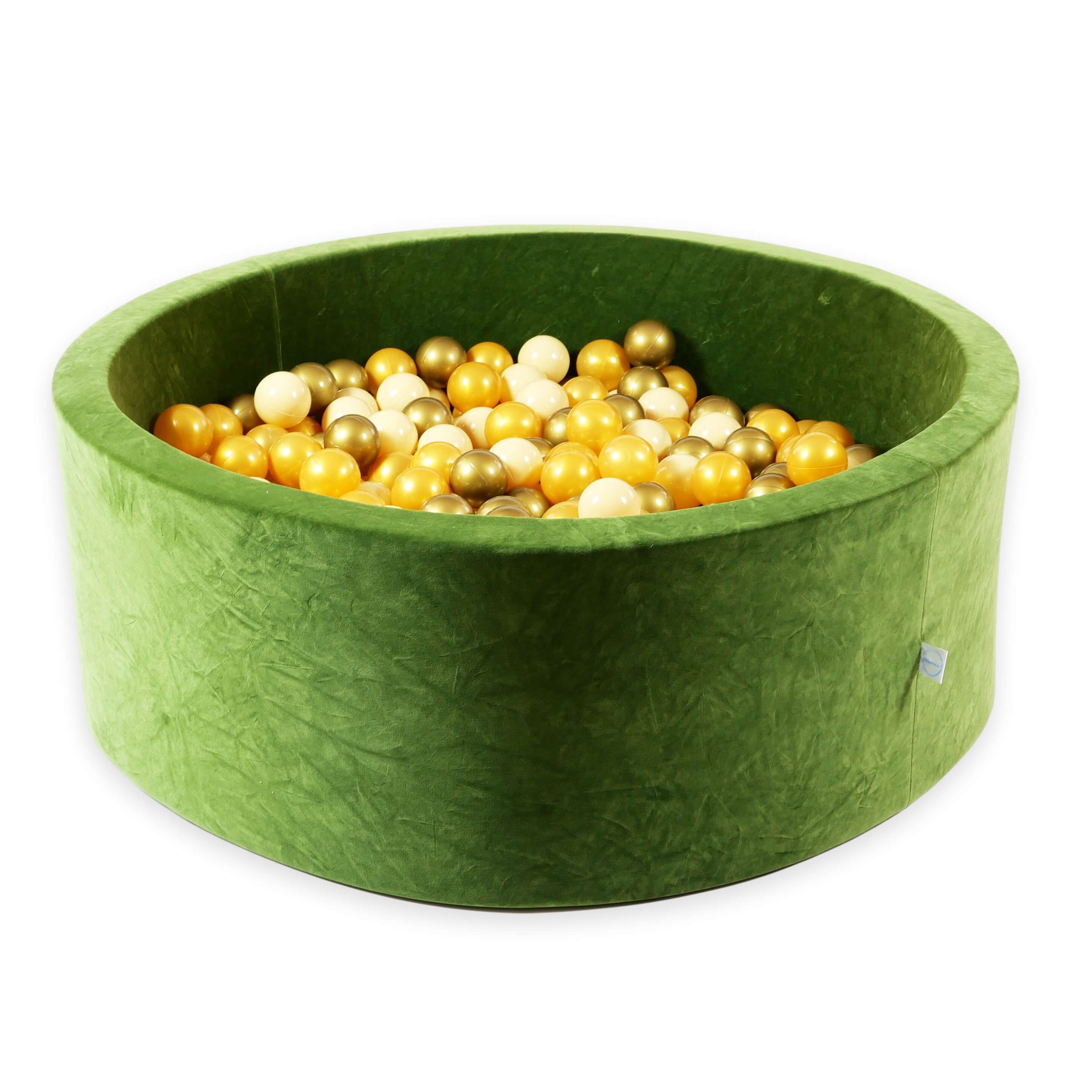 Velvet soft olive ball pit 110x40 cm with 500 balls
