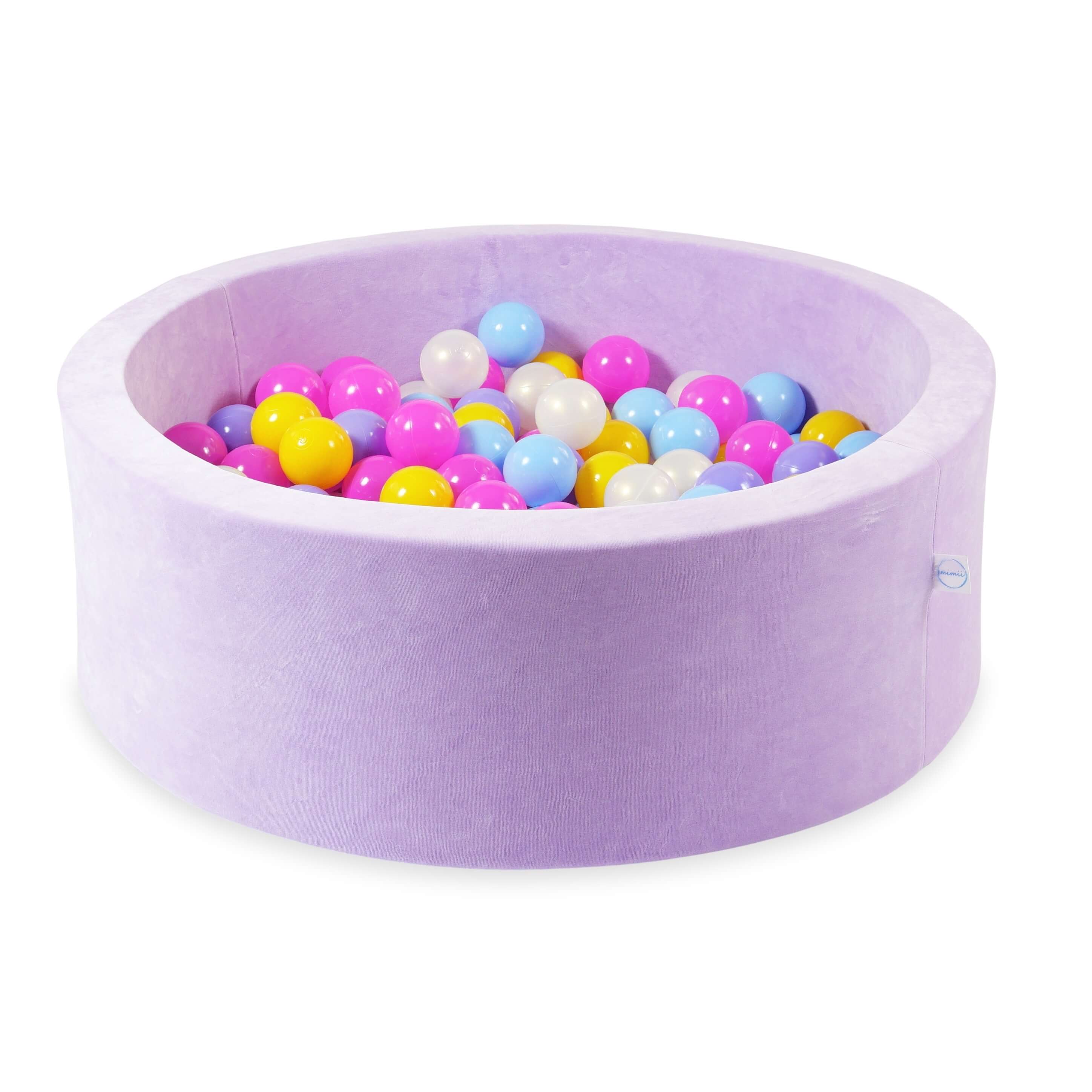 Ball pool in soft velvet lilac 90x30 cm with 200 balls