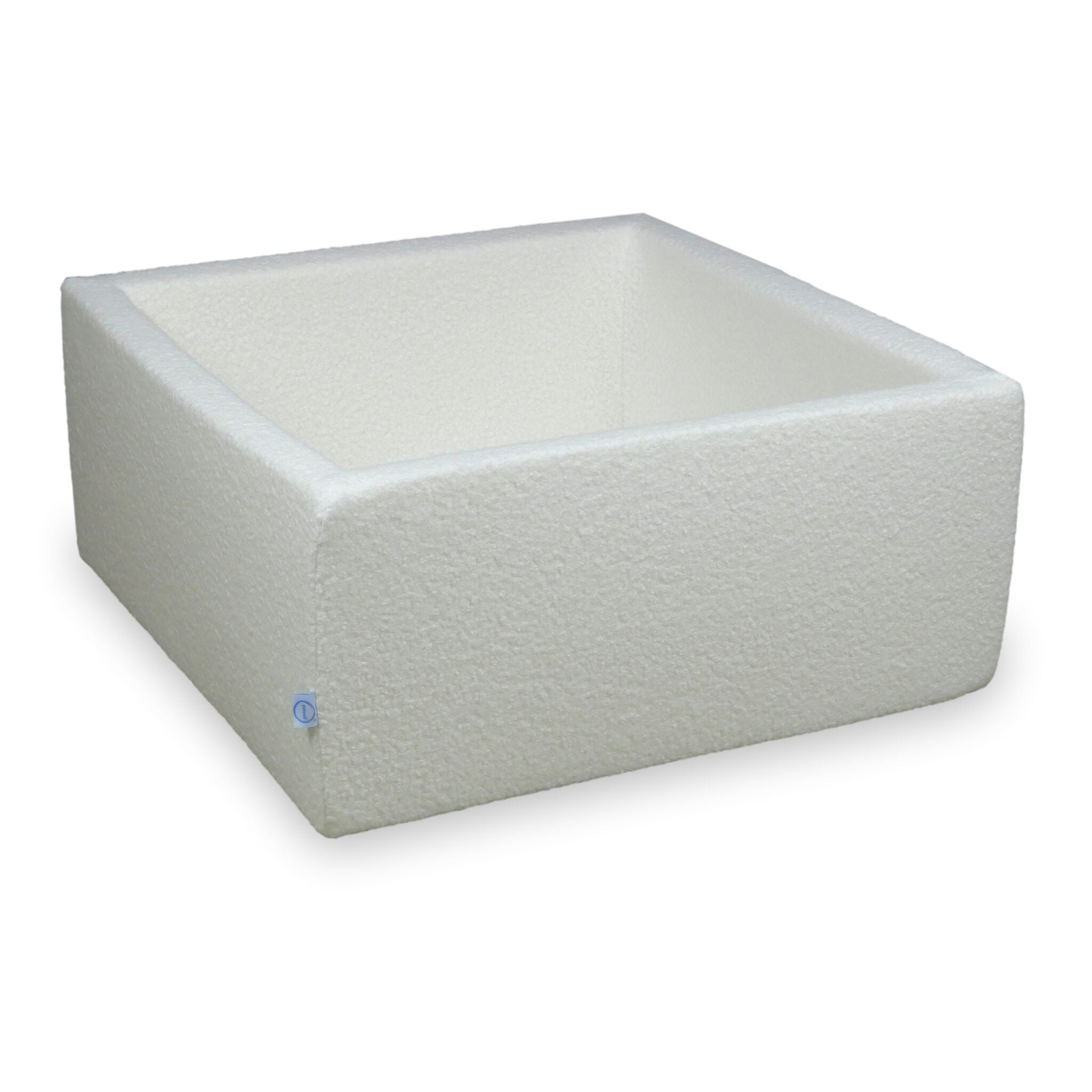 Square ball pit 90x90x40 cm boucle white without balls