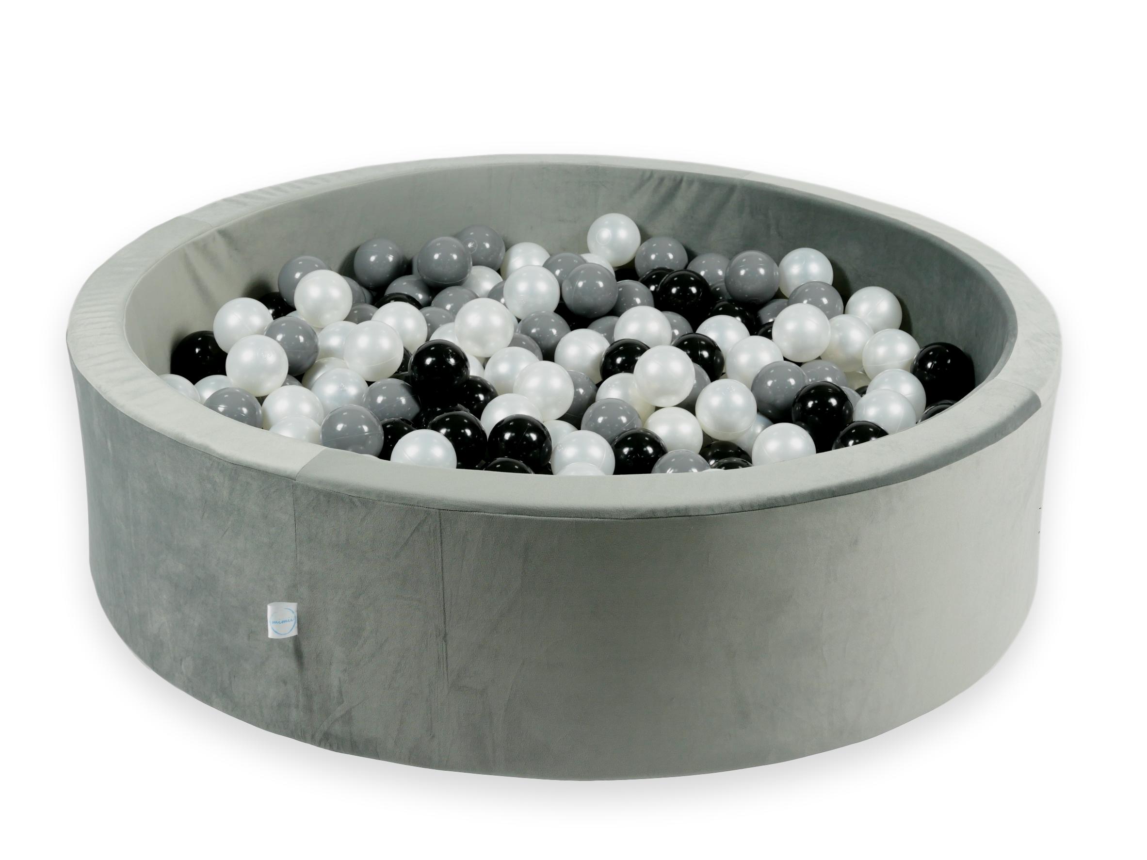 Velvet Ball Pit Velvet Gray 110x30 cm with 400 balls