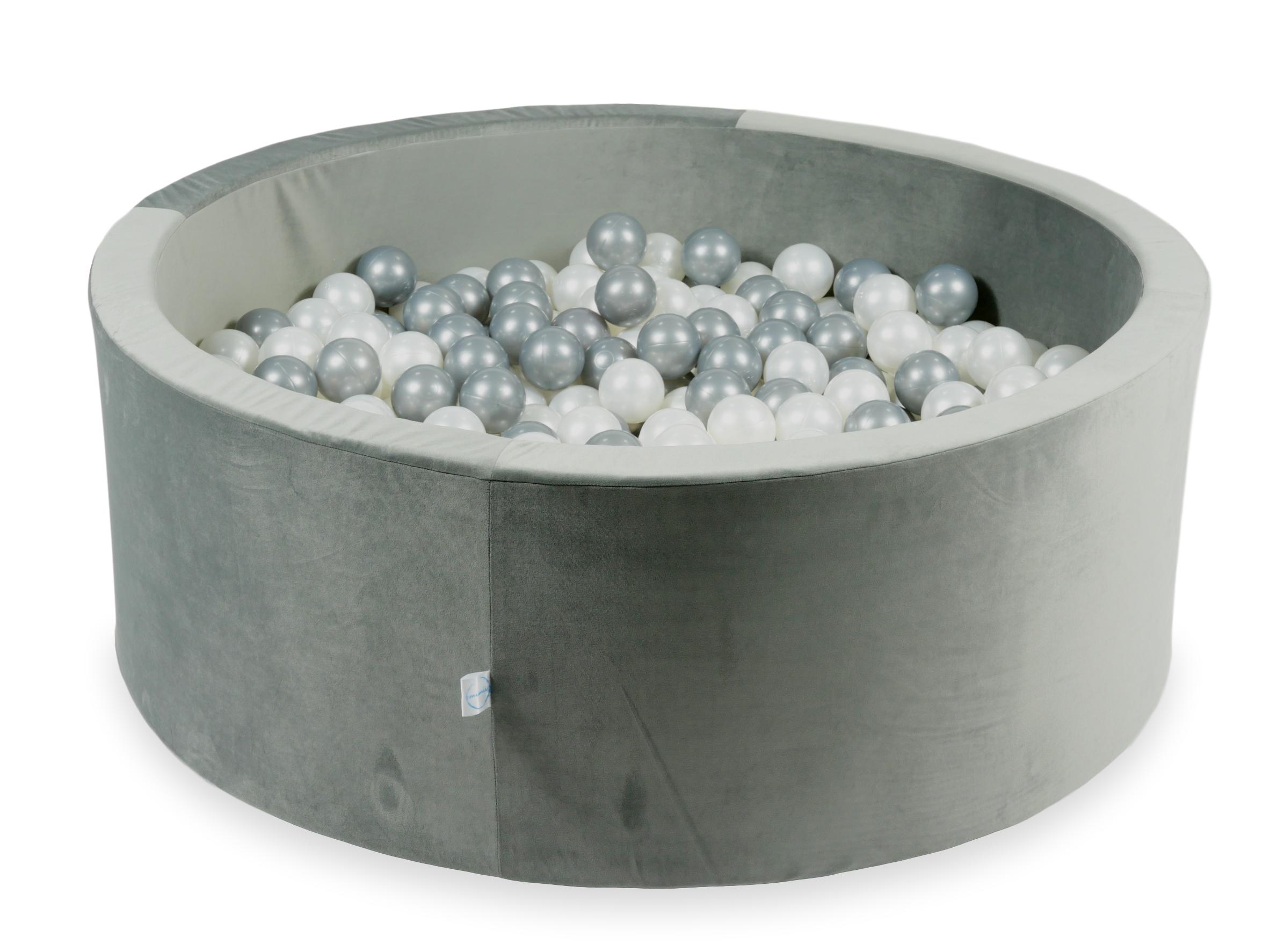 Ball Pit in velvet velvet gray 110x40 cm with 500 balls