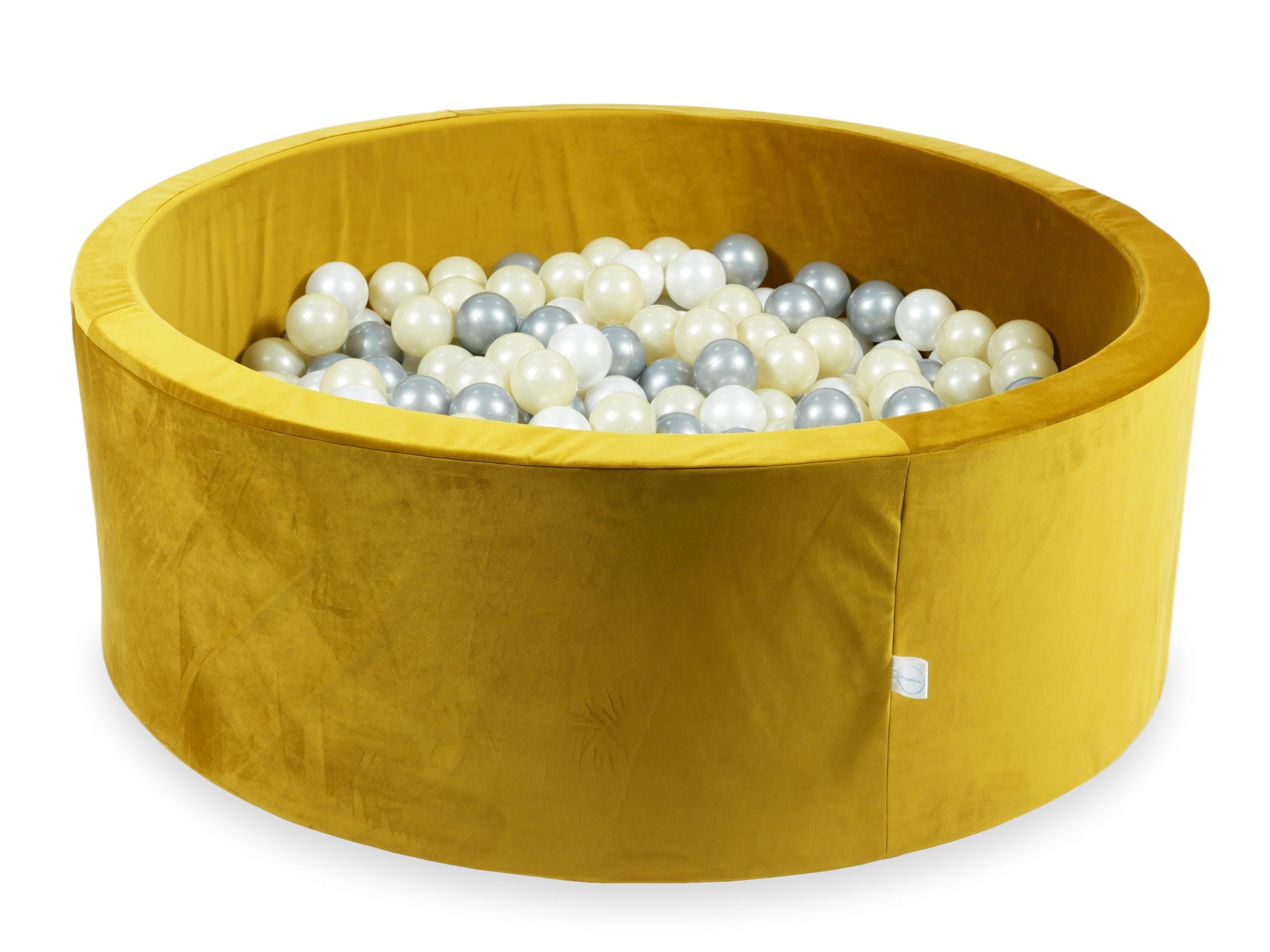 Ball Pit in velvet velvet gold 110x40 cm with 500 balls