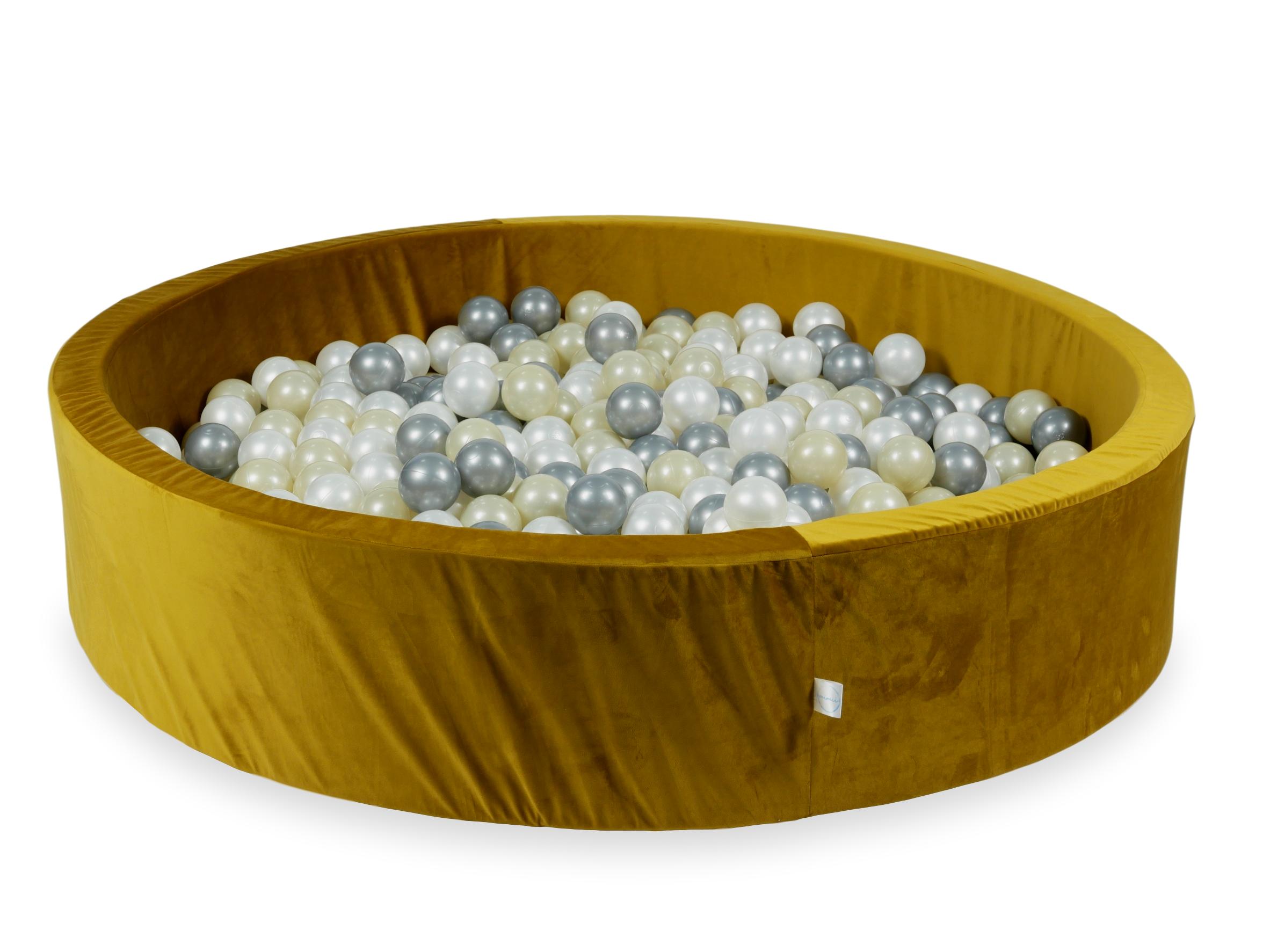 Bällebad aus Samt gold 130x30 cm mit 600 Bällen