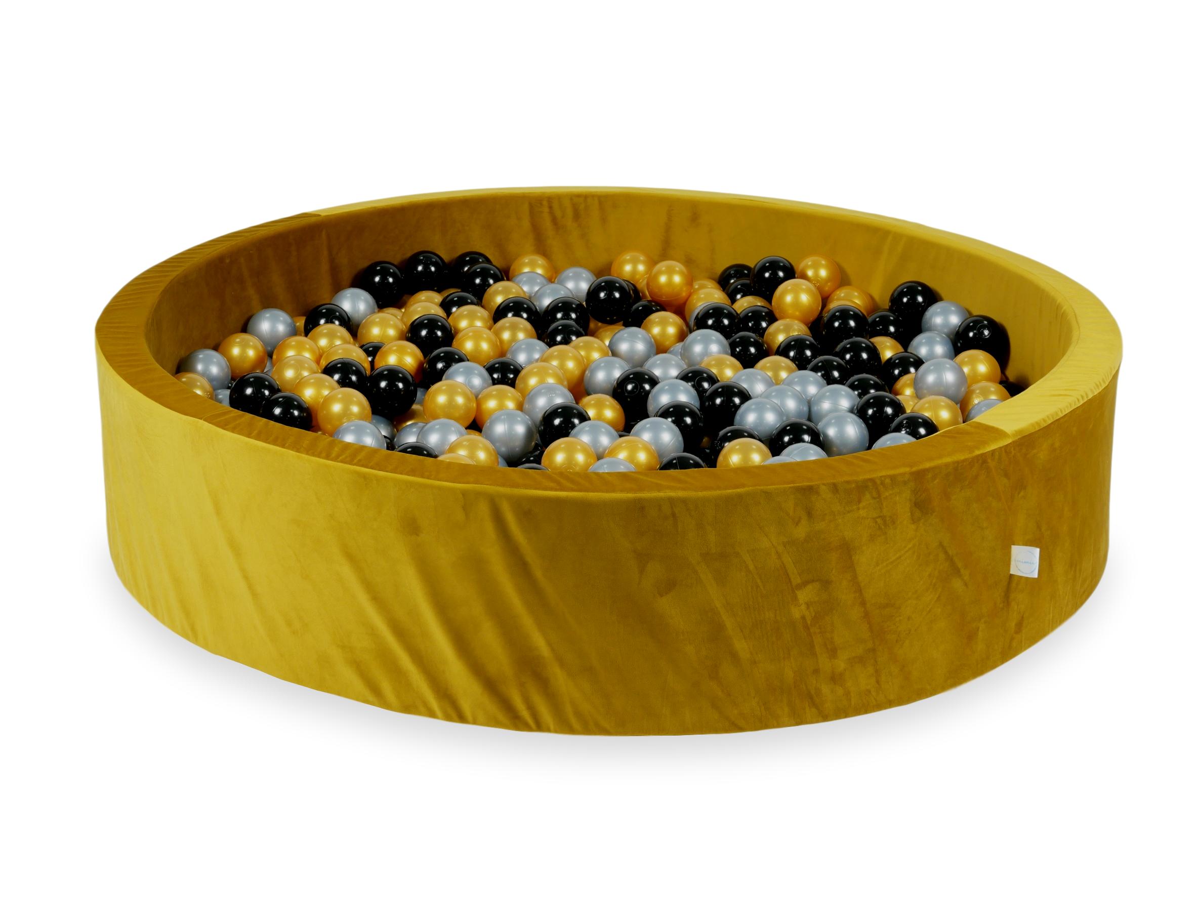 Gold velvet ball pit 130x30 cm with 600 balls