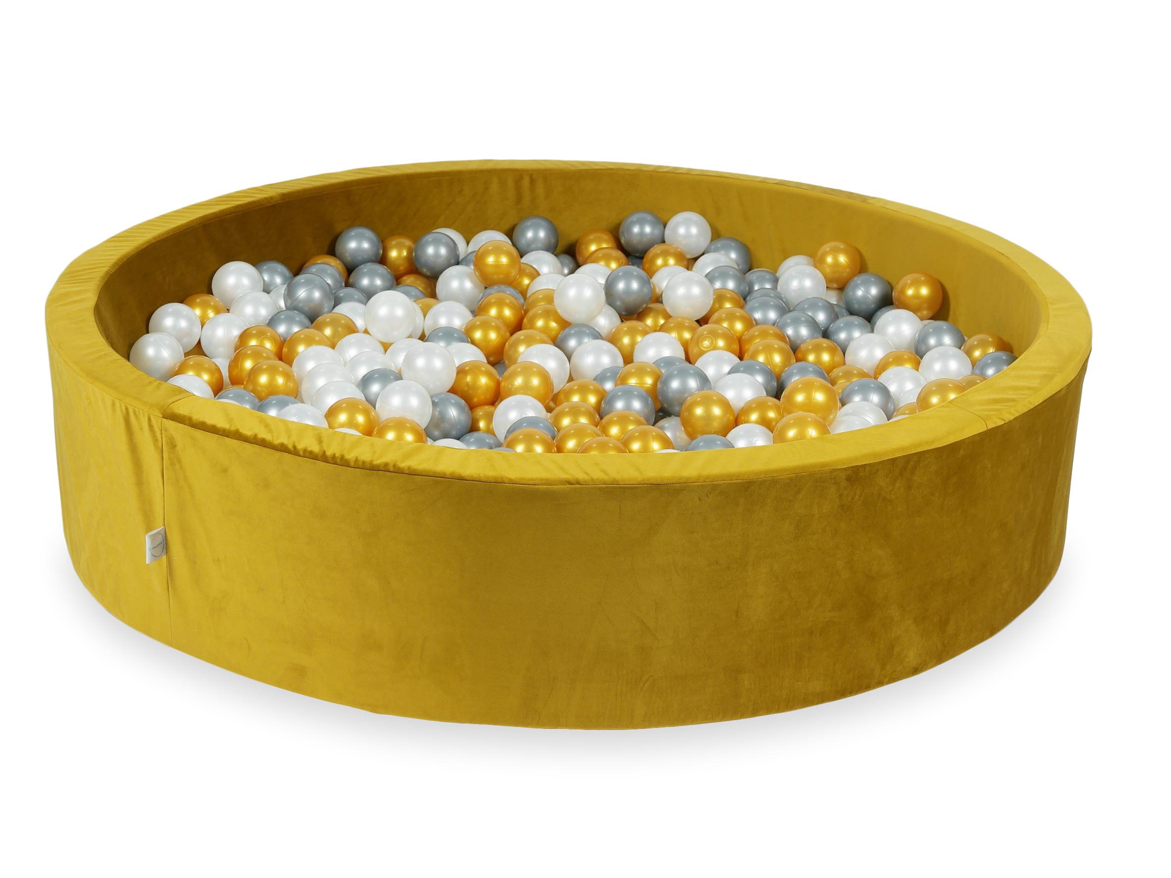 Bällebad aus Samt gold 130x30 cm mit 600 Bällen