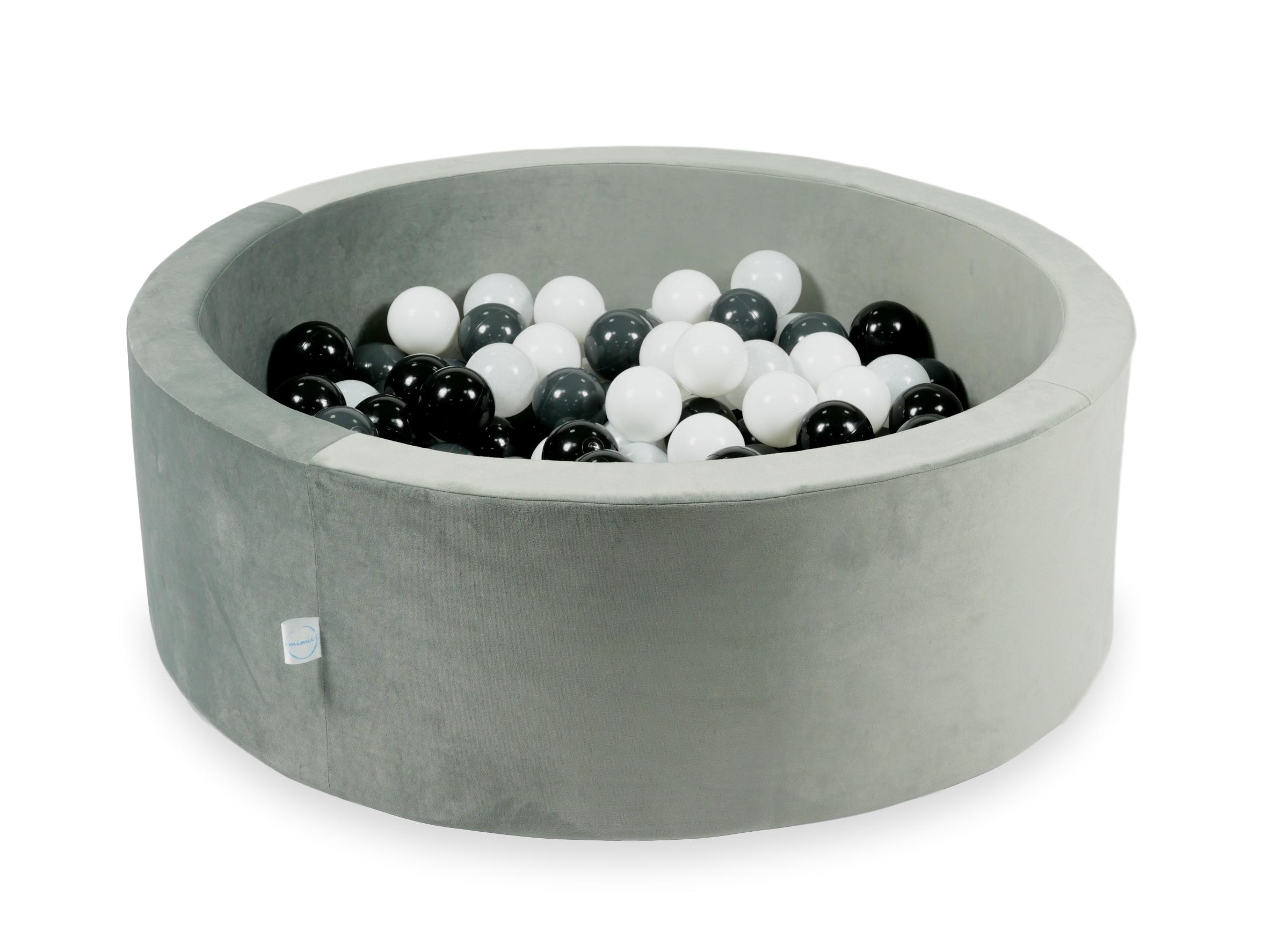 Ball pool in velvet gray 90x30 cm with 200 balls