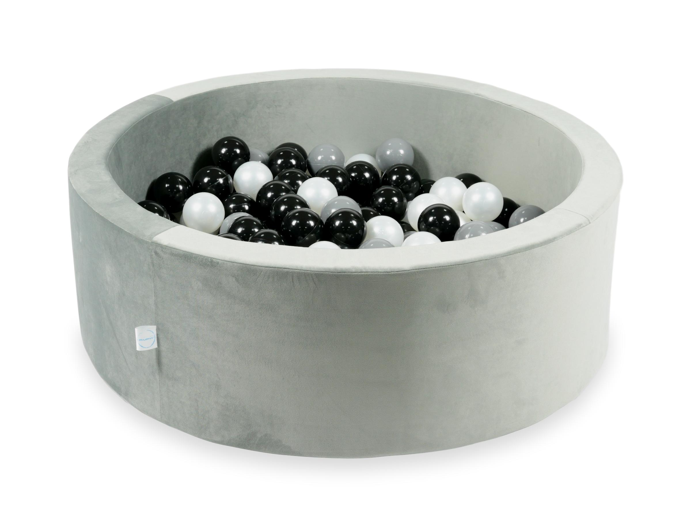 Ball pool in velvet gray 90x30 cm with 200 balls