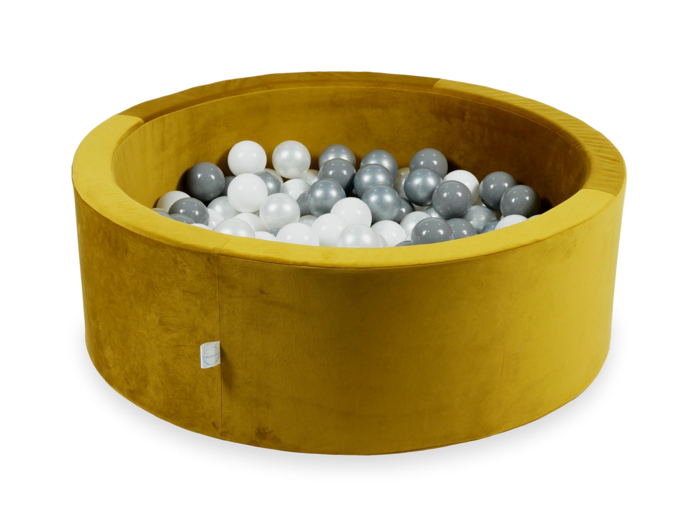Ball pool in velvet gold 90x30 cm with 200 balls
