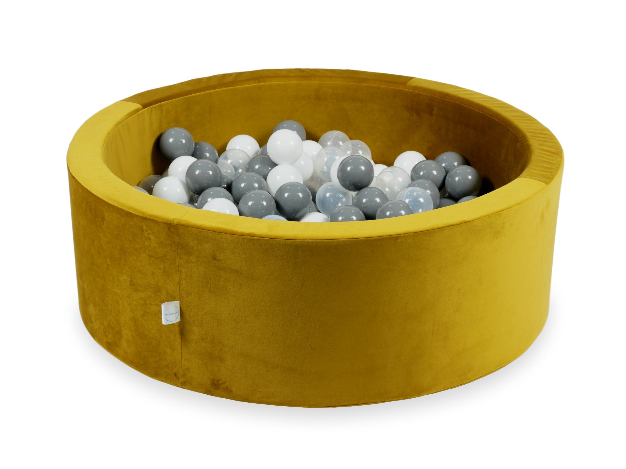 Ball pool in velvet gold 90x30 cm with 200 balls