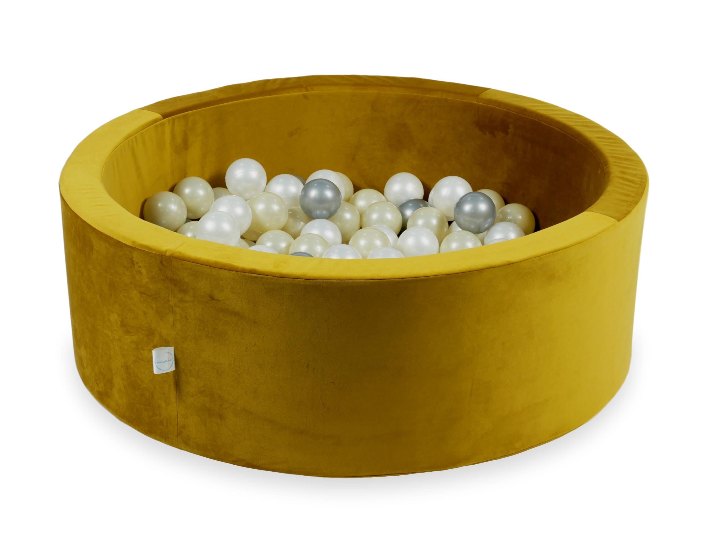 Ball pool in velvet gold 90x30 cm with 200 balls