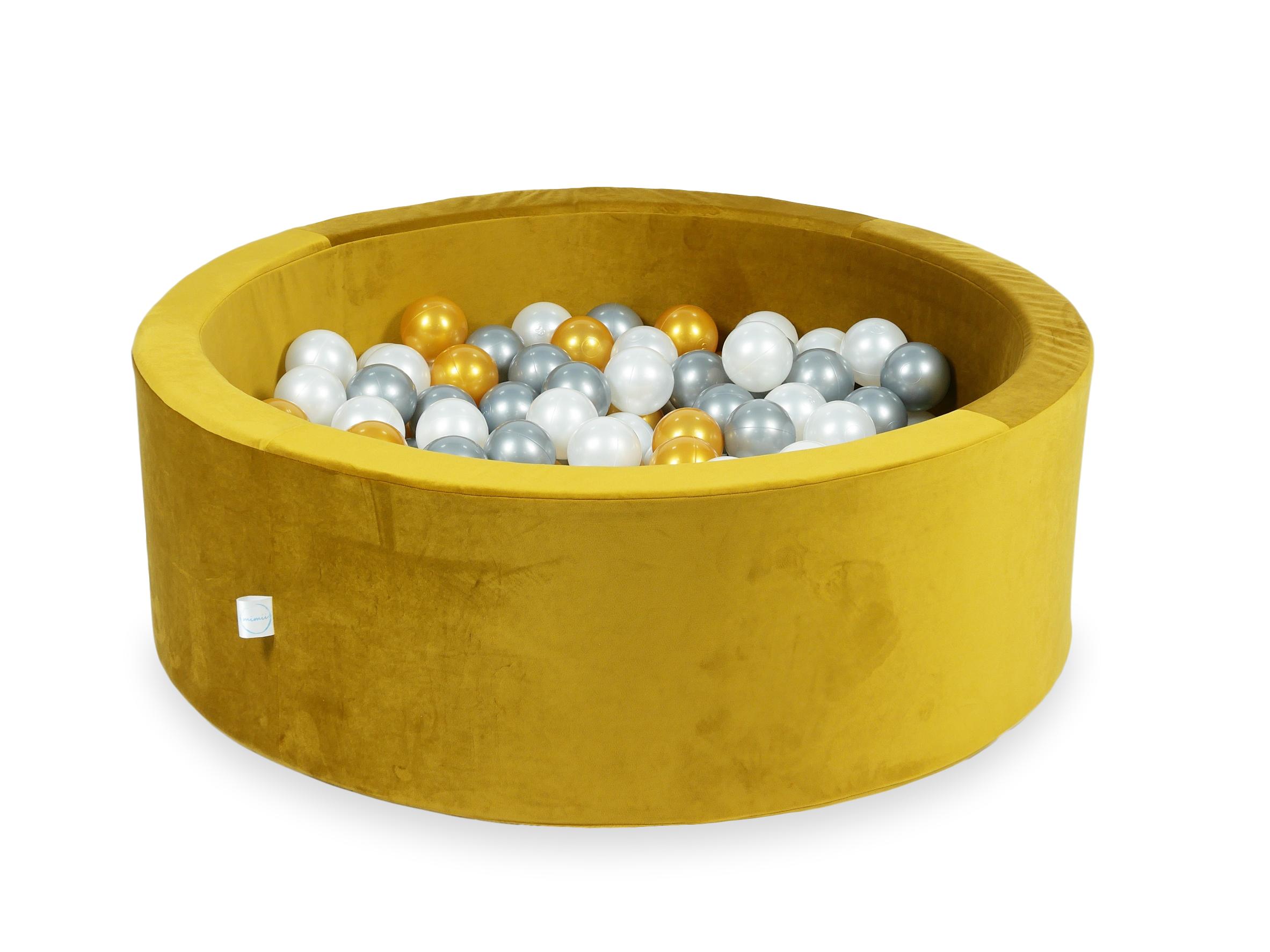 Ball pool in velvet gold 90x30 cm with 200 balls