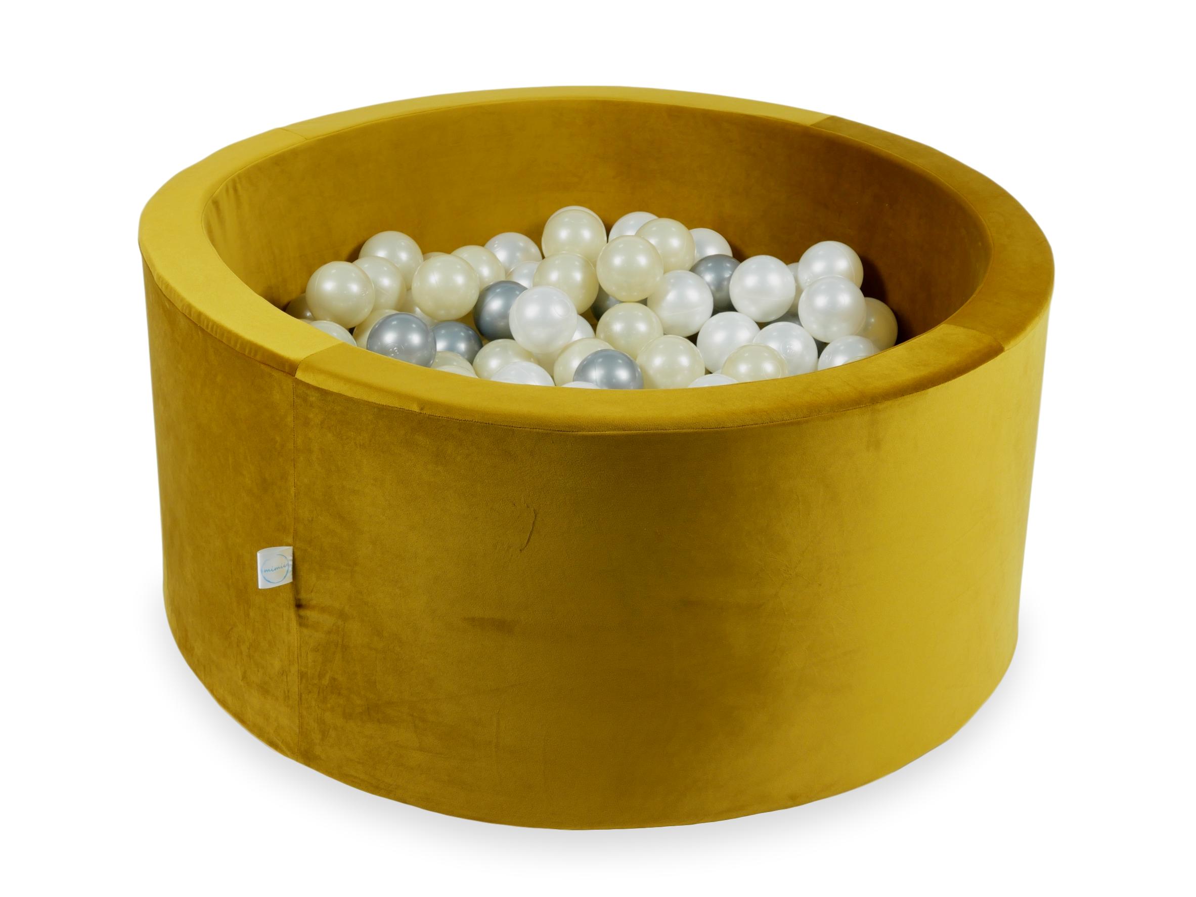 90x40 cm Velvet Gold Ball Pit with 300 Balls