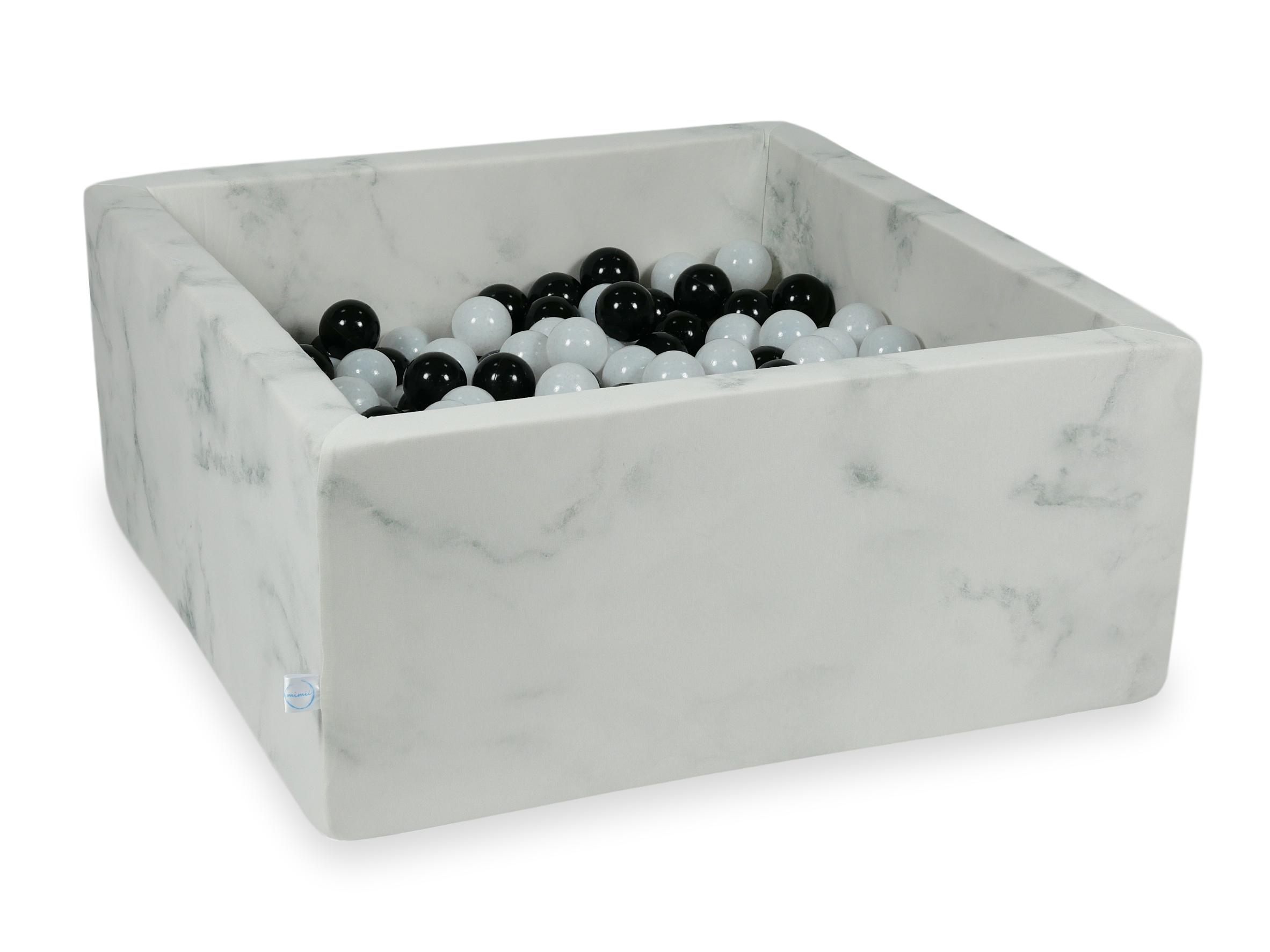 Square ball pit 90x90x40 cm in Marble velvet, 400 balls