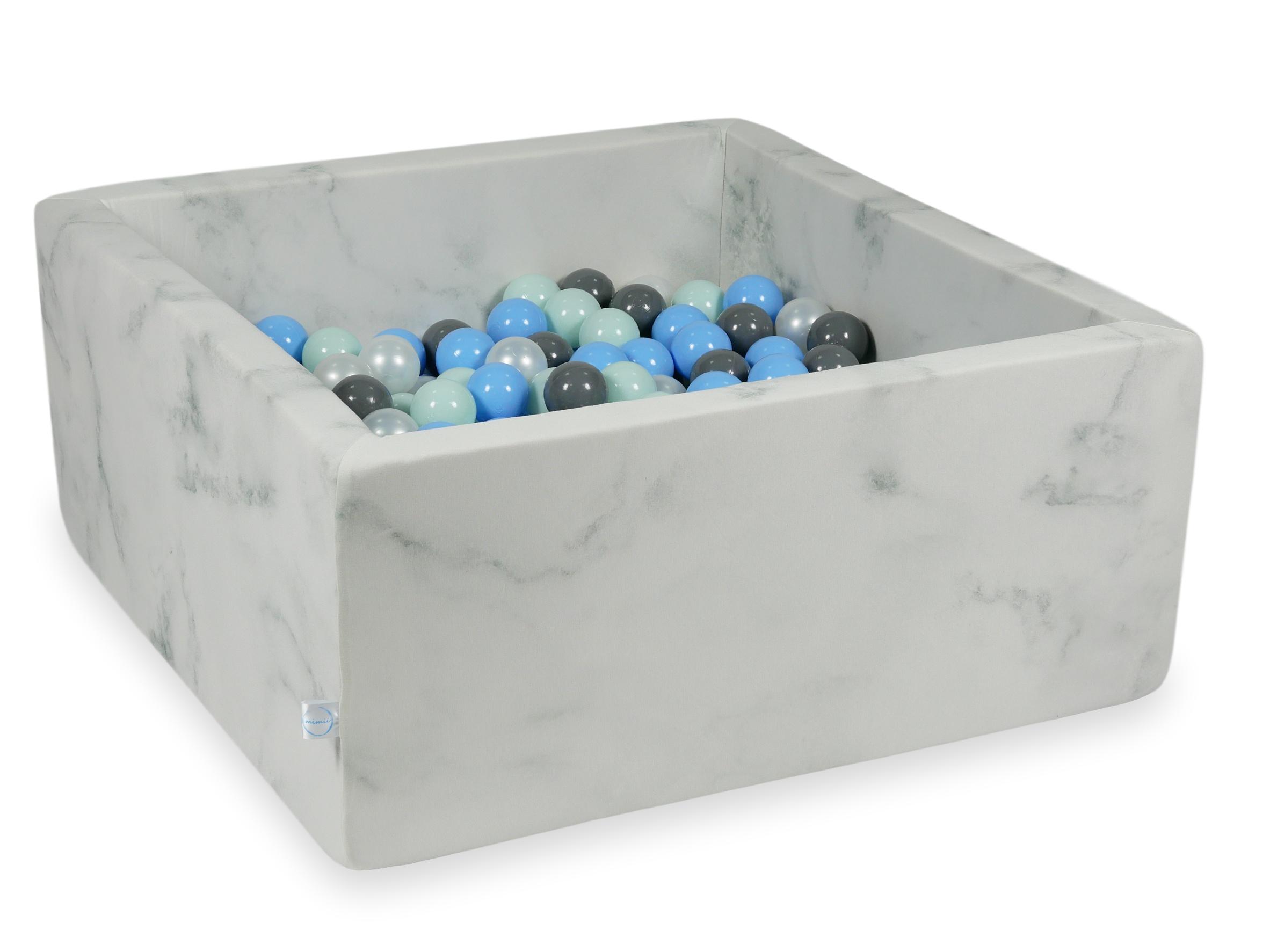Square ball pit 90x90x40 cm in Marble velvet, 400 balls