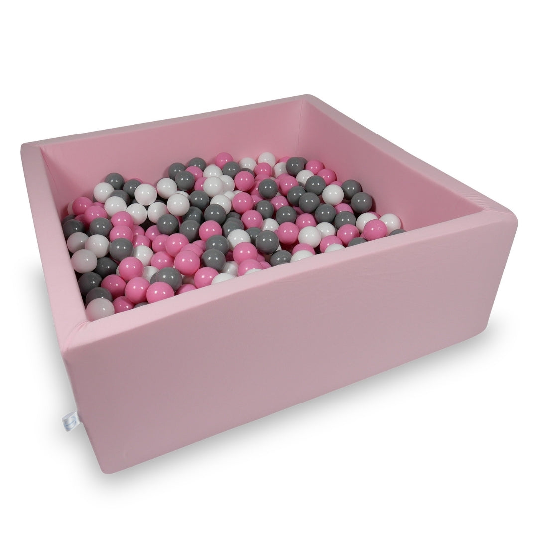 Square ball pit 110x110x40 cm in powder pink, 600 balls
