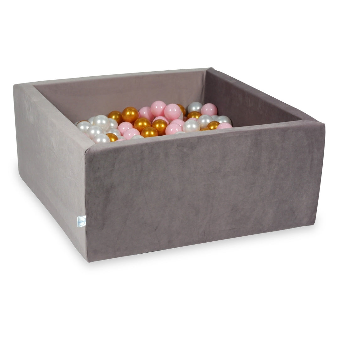 Square ball pit 90x90x40 cm in Lilac velvet velvet, 400 balls