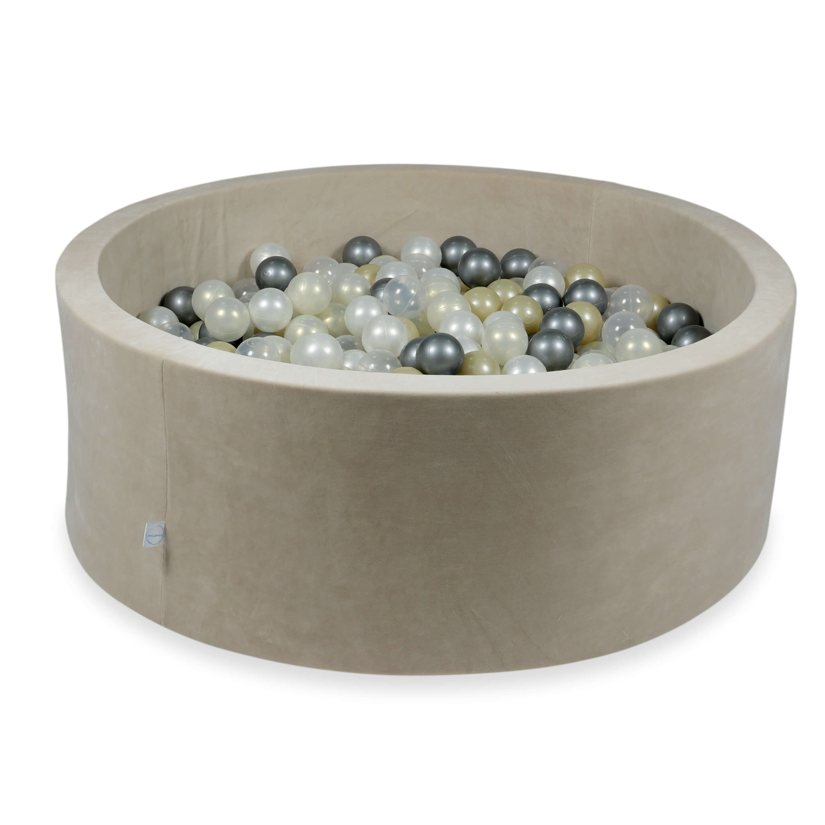 Ball Pit in velvet soft beige 110x40 cm with 500 balls