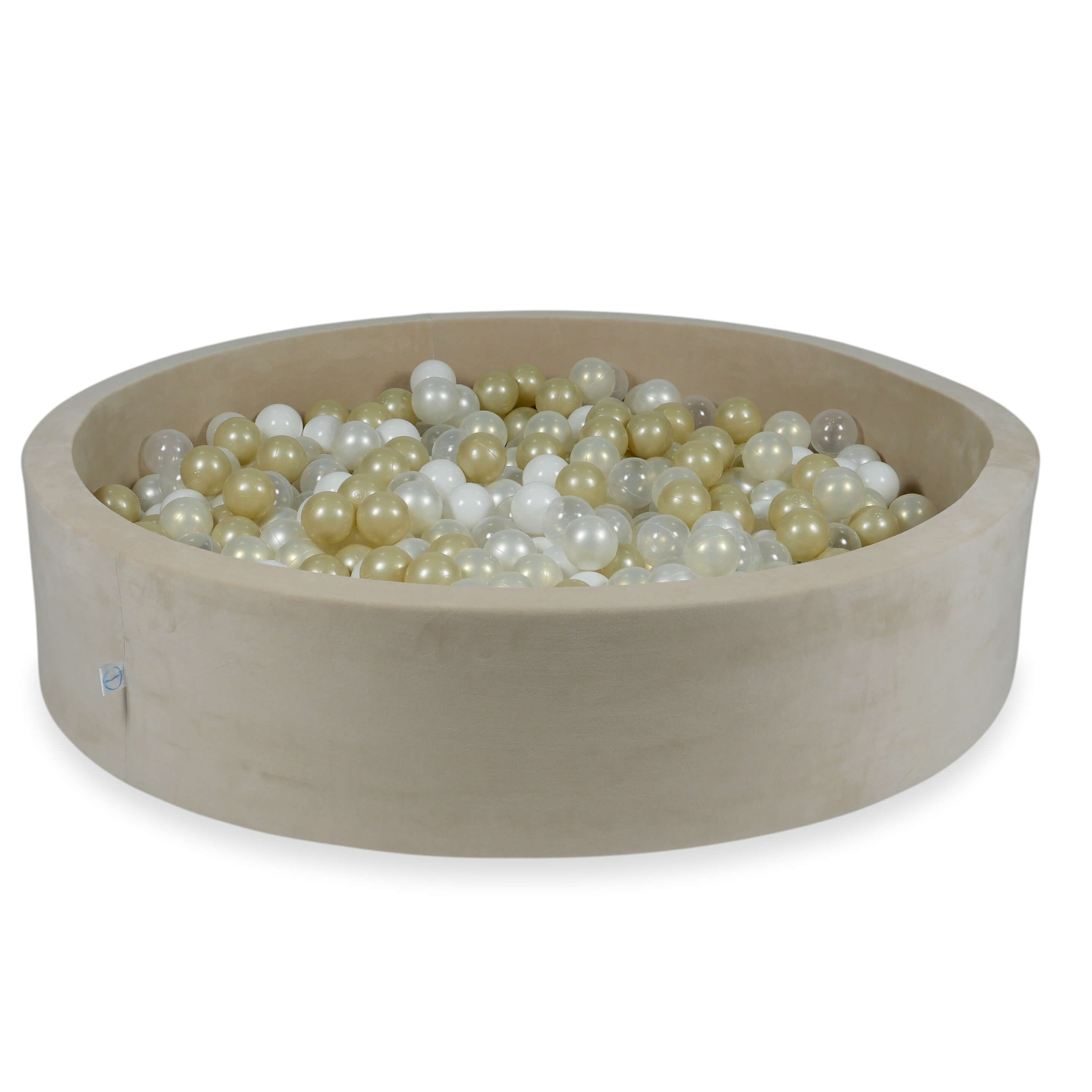 Beige soft velvet ball pit 130x30 cm with 600 balls