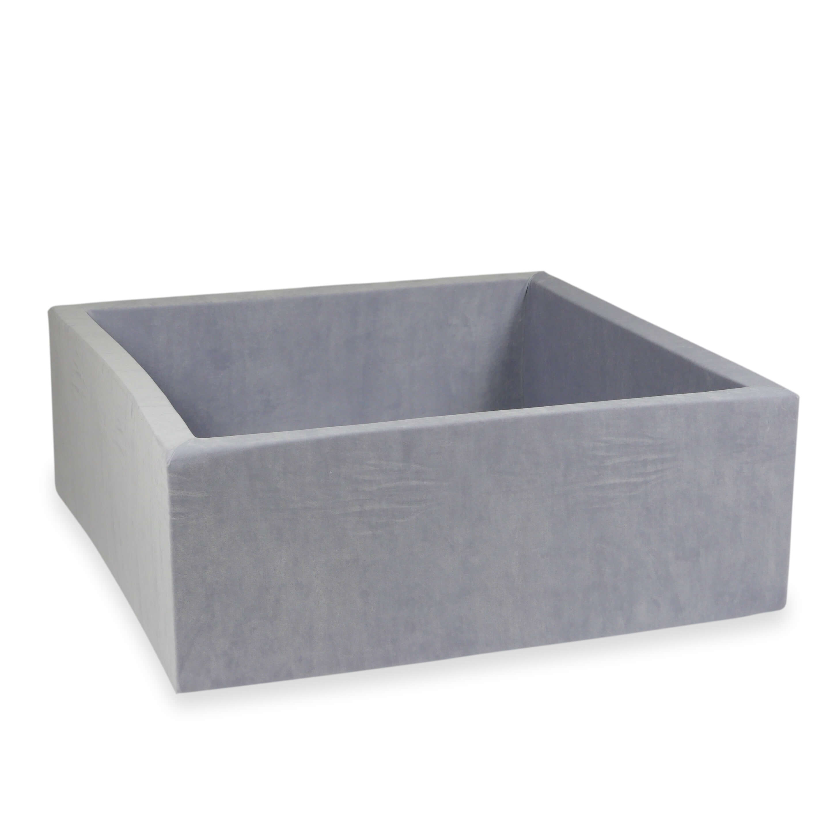 Square ball pit 110x110x40 cm Light Gray Velvet Soft without balls