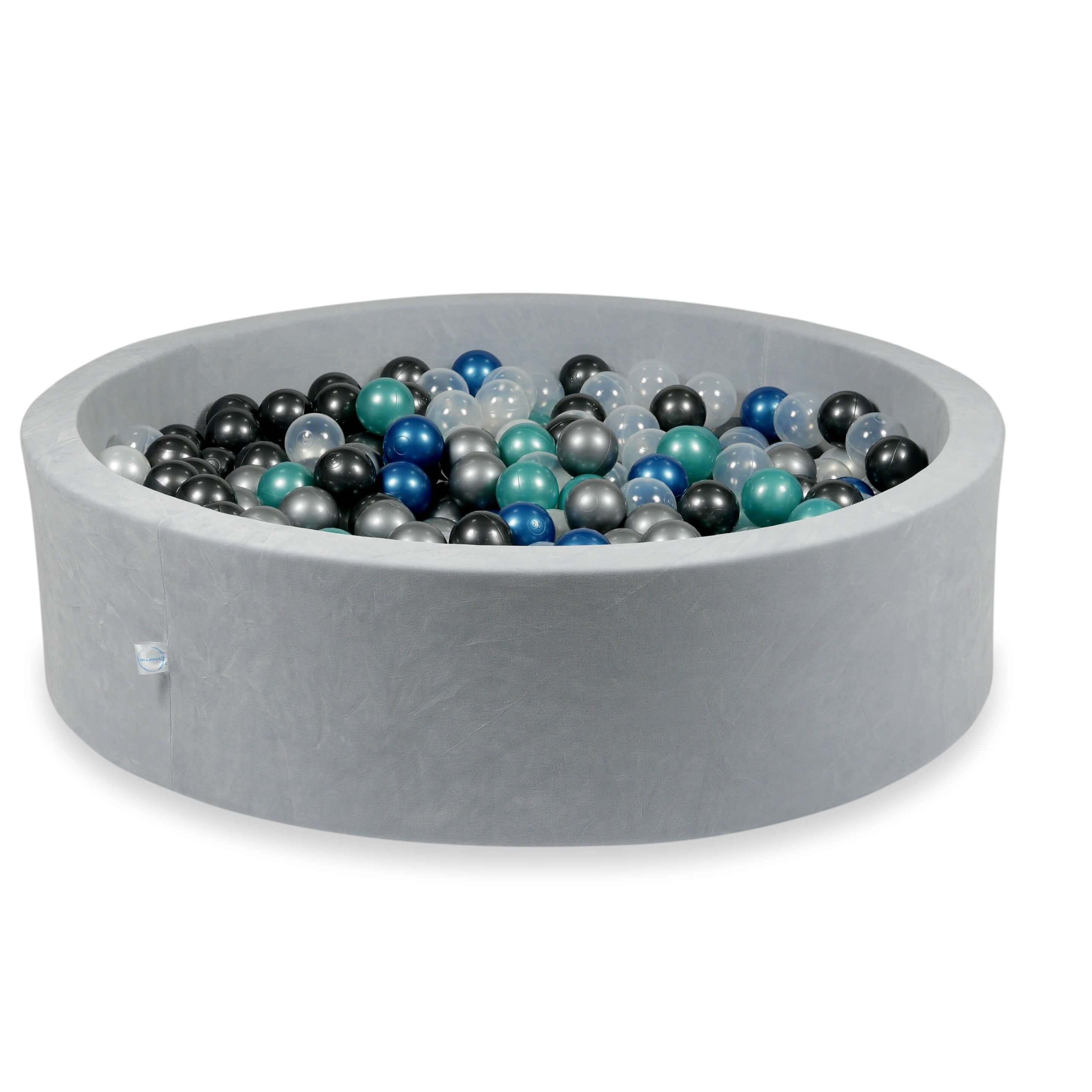 Velvet Ball Pit Velvet Soft Light Gray 110x30 cm with 400 balls