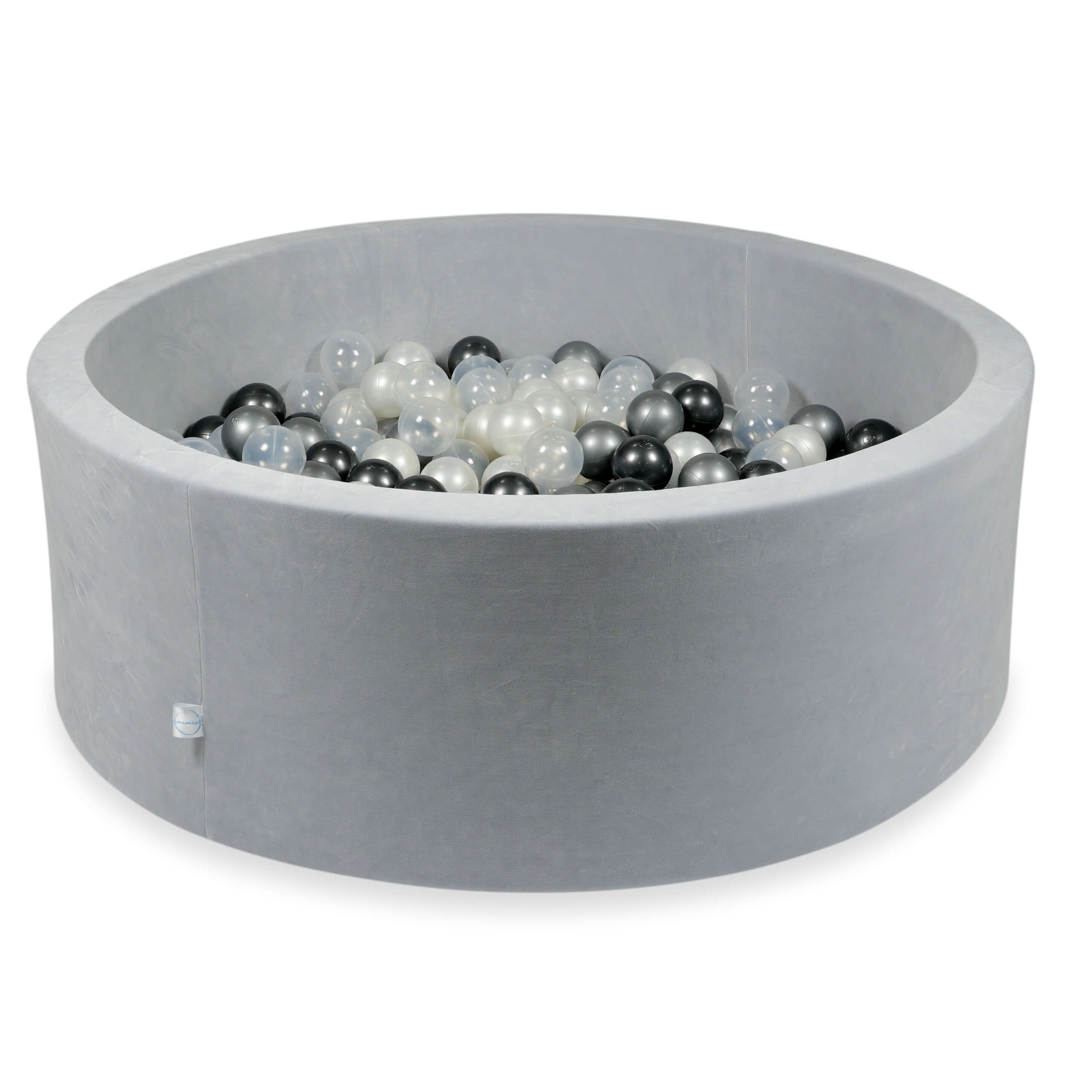Ball Pit in velvet velvet soft light gray 110x40 cm with 500 balls