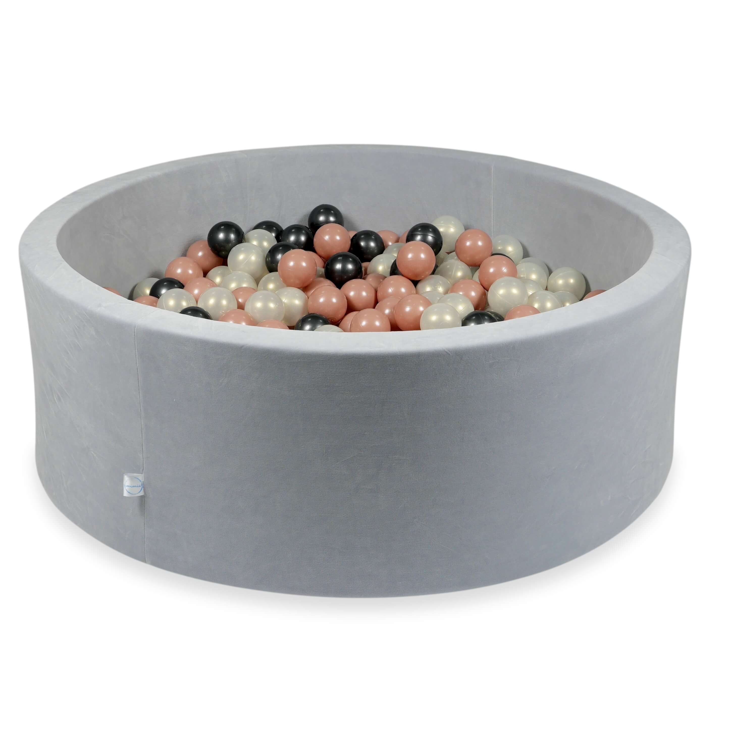 Ball Pit in velvet velvet soft light gray 110x40 cm with 500 balls