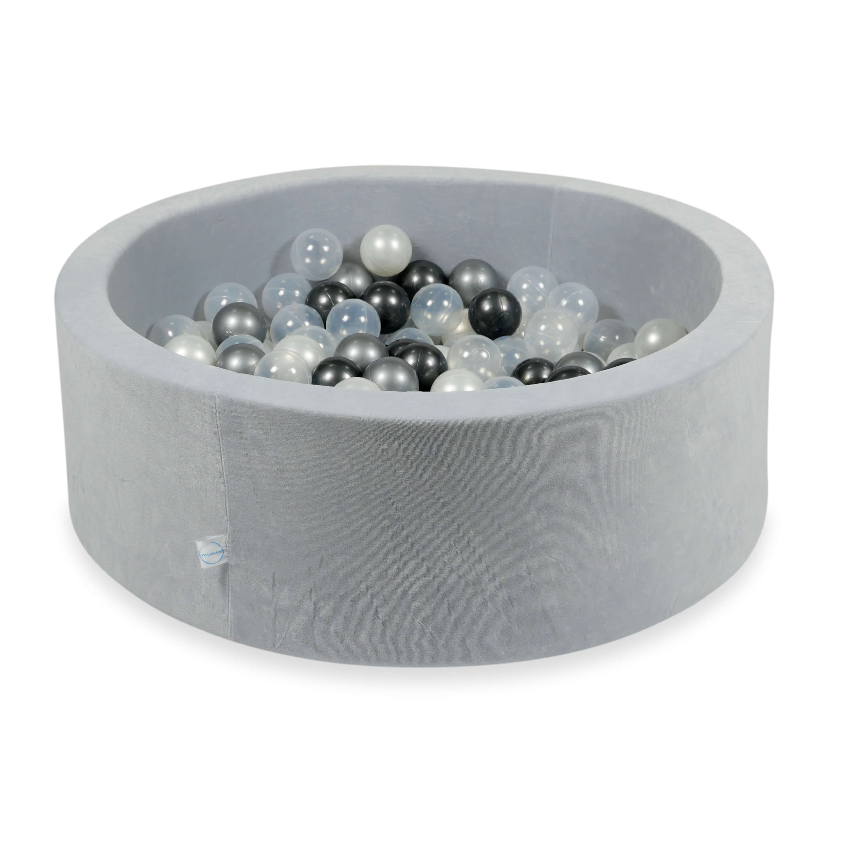 Ball pool in soft velvet light gray 90x30 cm with 200 balls