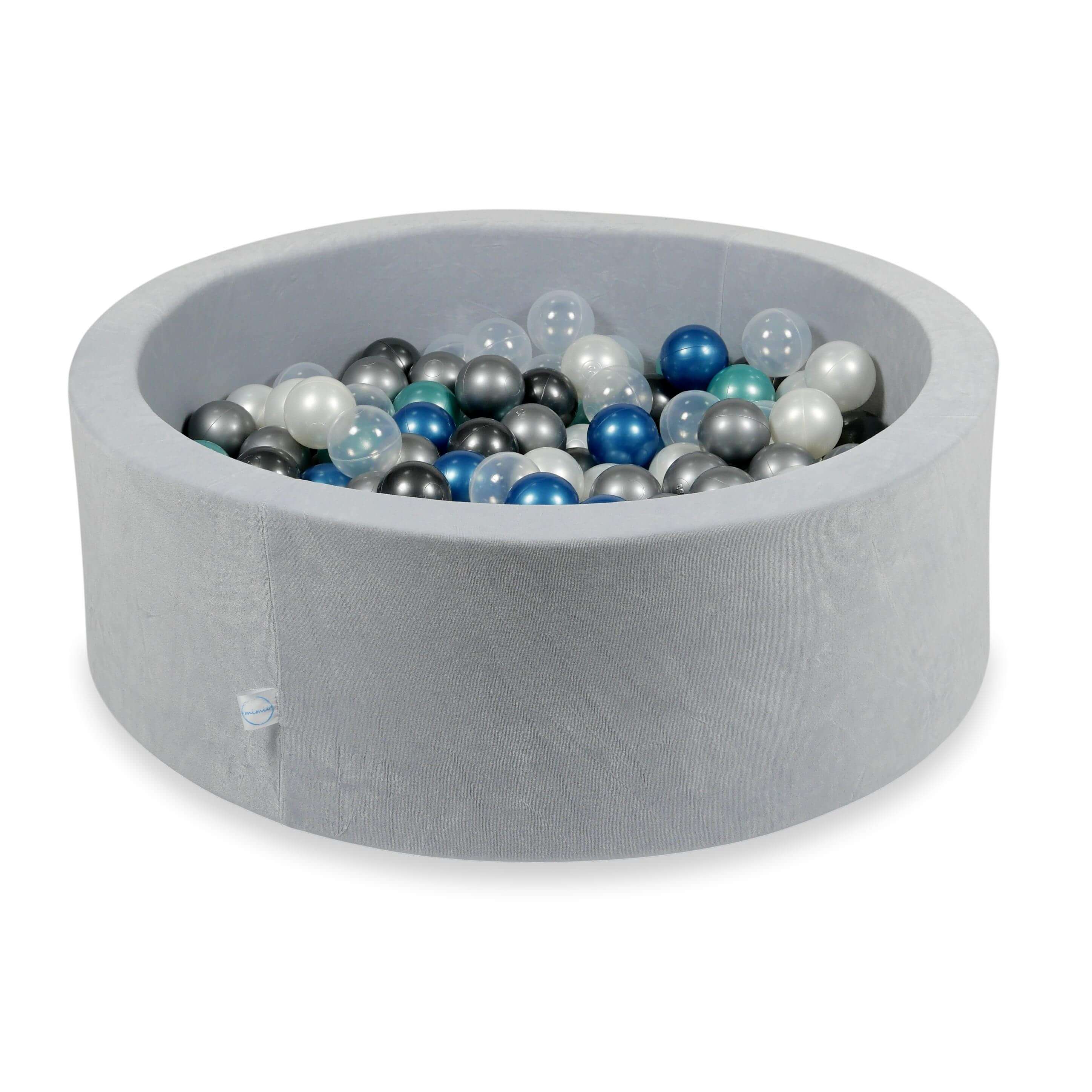 Ball pool in soft velvet light gray 90x30 cm with 200 balls