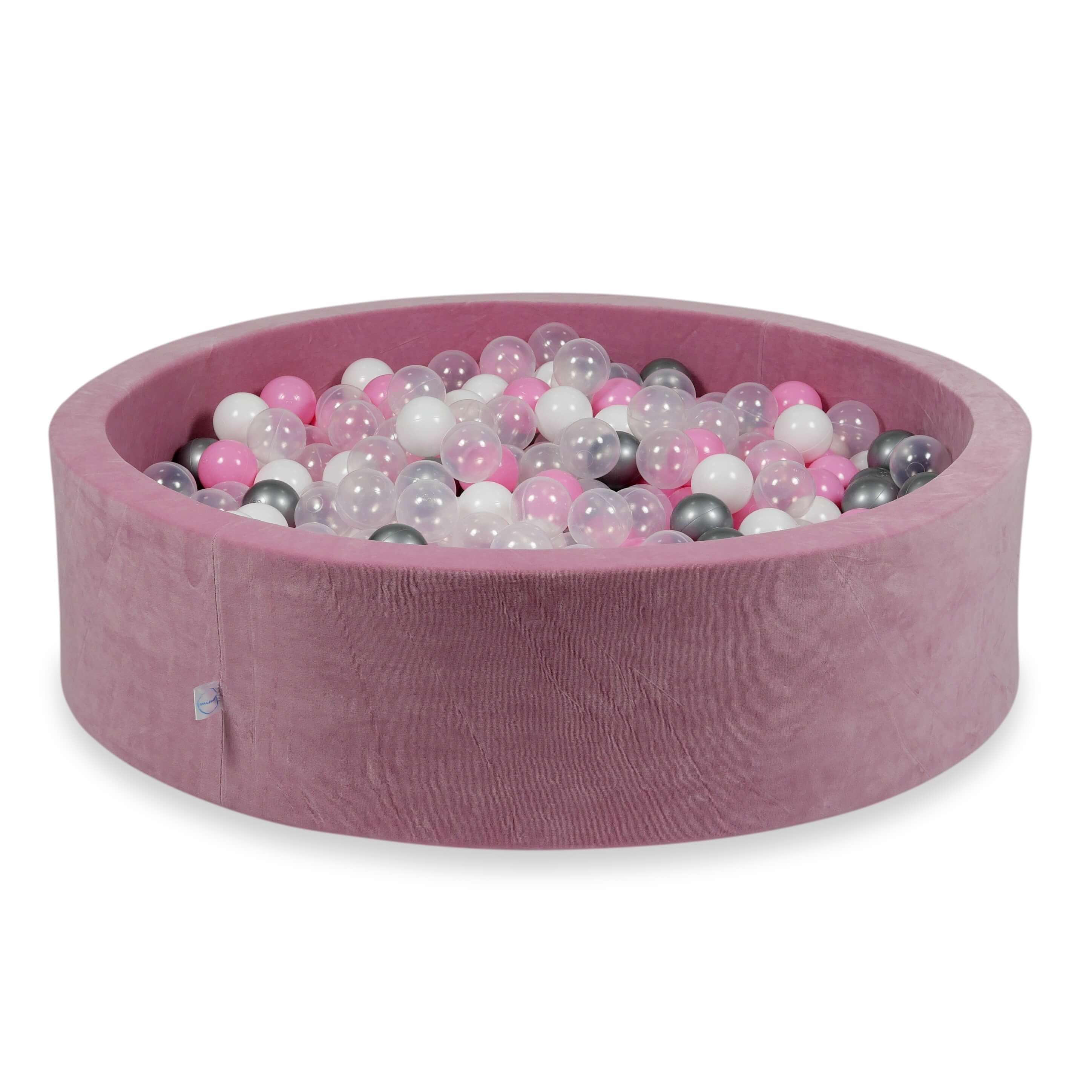 Velvet Ball Pit Velvet Soft Pink 110x30 cm with 400 balls