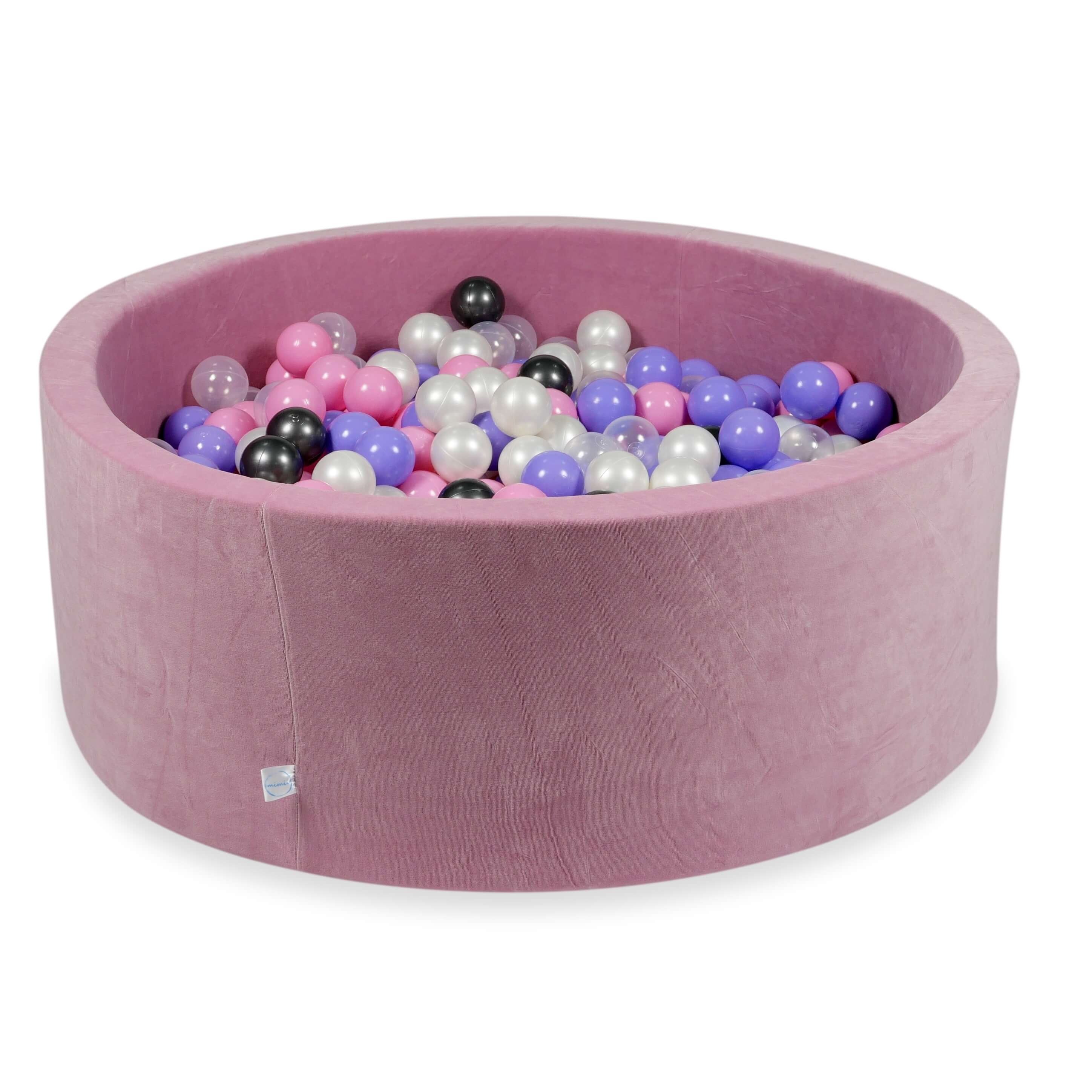 Ball Pit in velvet velvet soft pink 110x40 cm with 500 balls