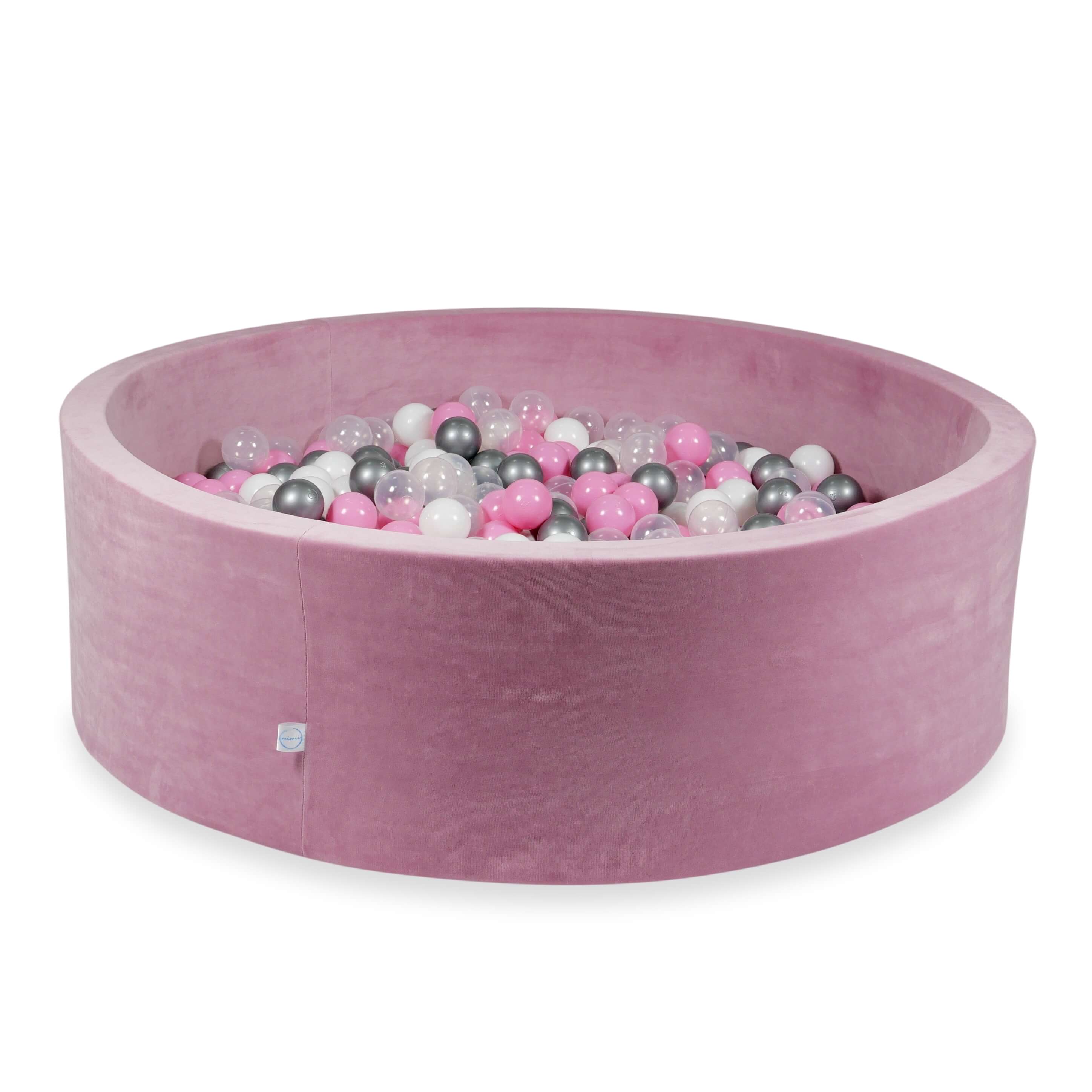 Velvet ball pit velvet soft pink 130x40 cm with 700 balls