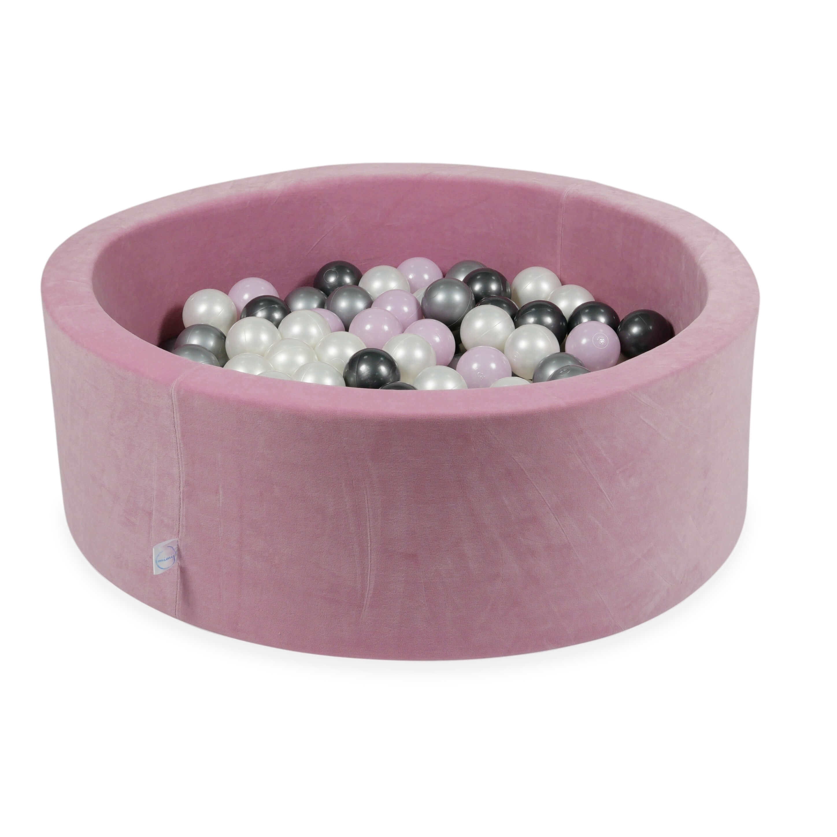Ball pool in soft velvet pink 90x30 cm with 200 balls