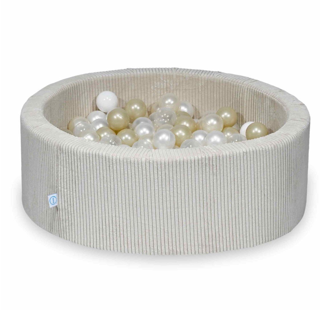 Ball Pit in corduroy beige 90x30 cm with 200 balls