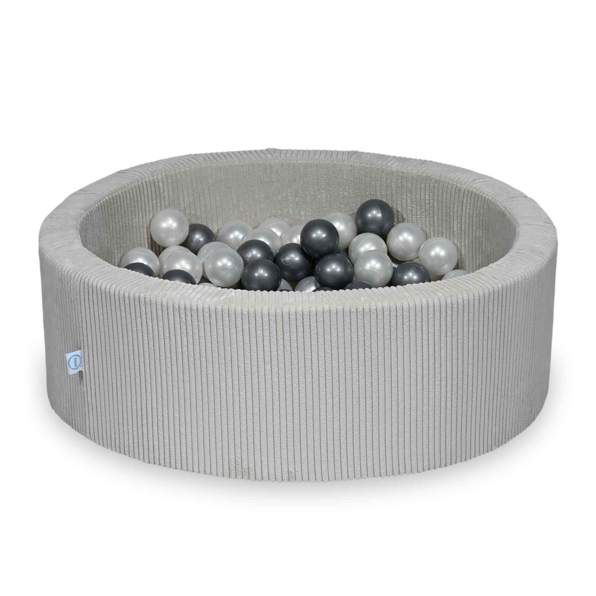 Ball Pit in corduroy grey 90x30 cm with 200 balls