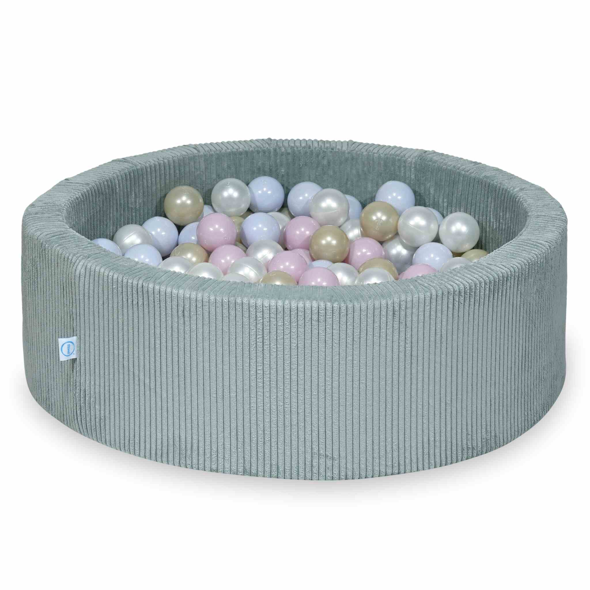 Ball Pit in corduroy light mint 90x30 cm with 200 balls
