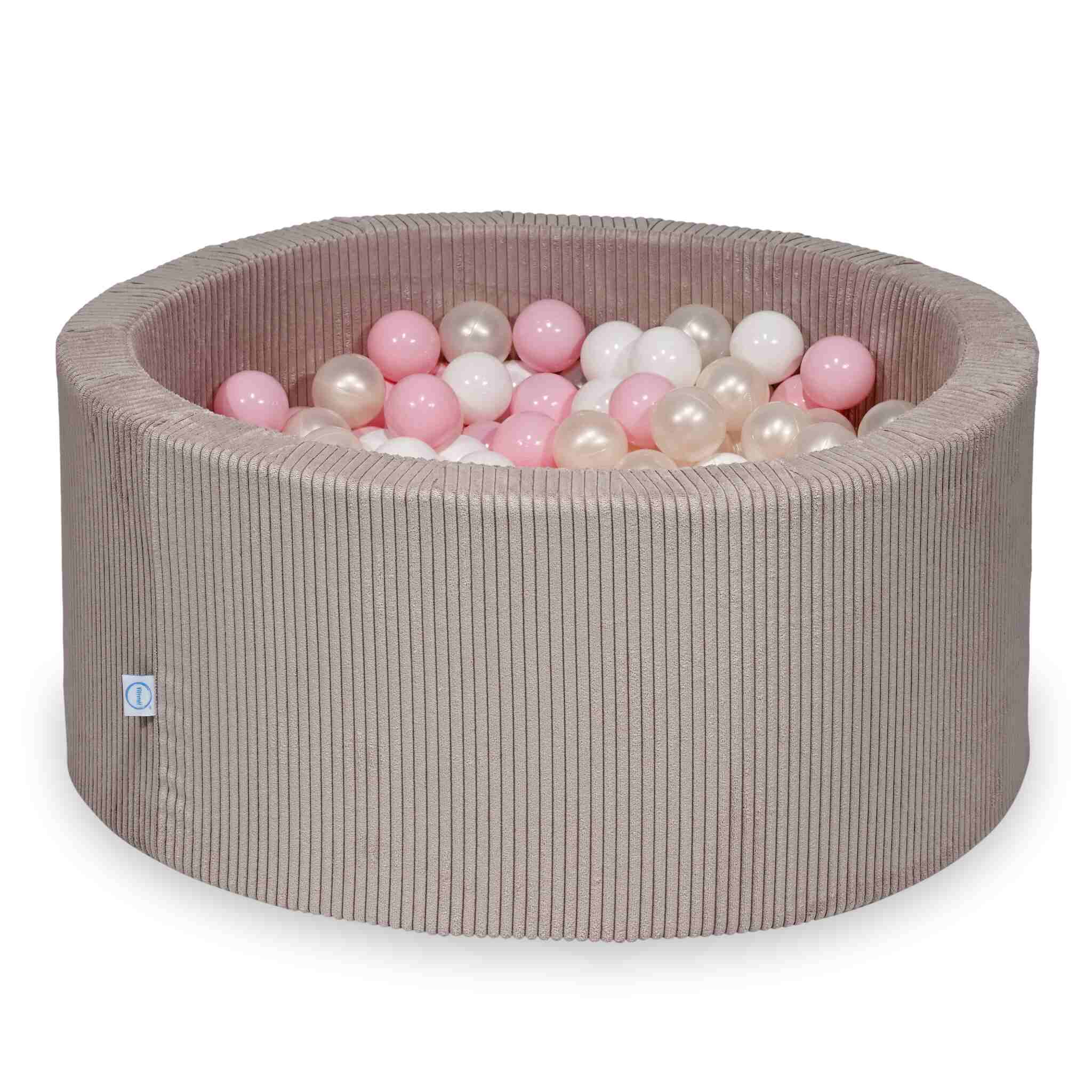 Ball Pit in corduroy light pink 90x40 cm with 300 balls