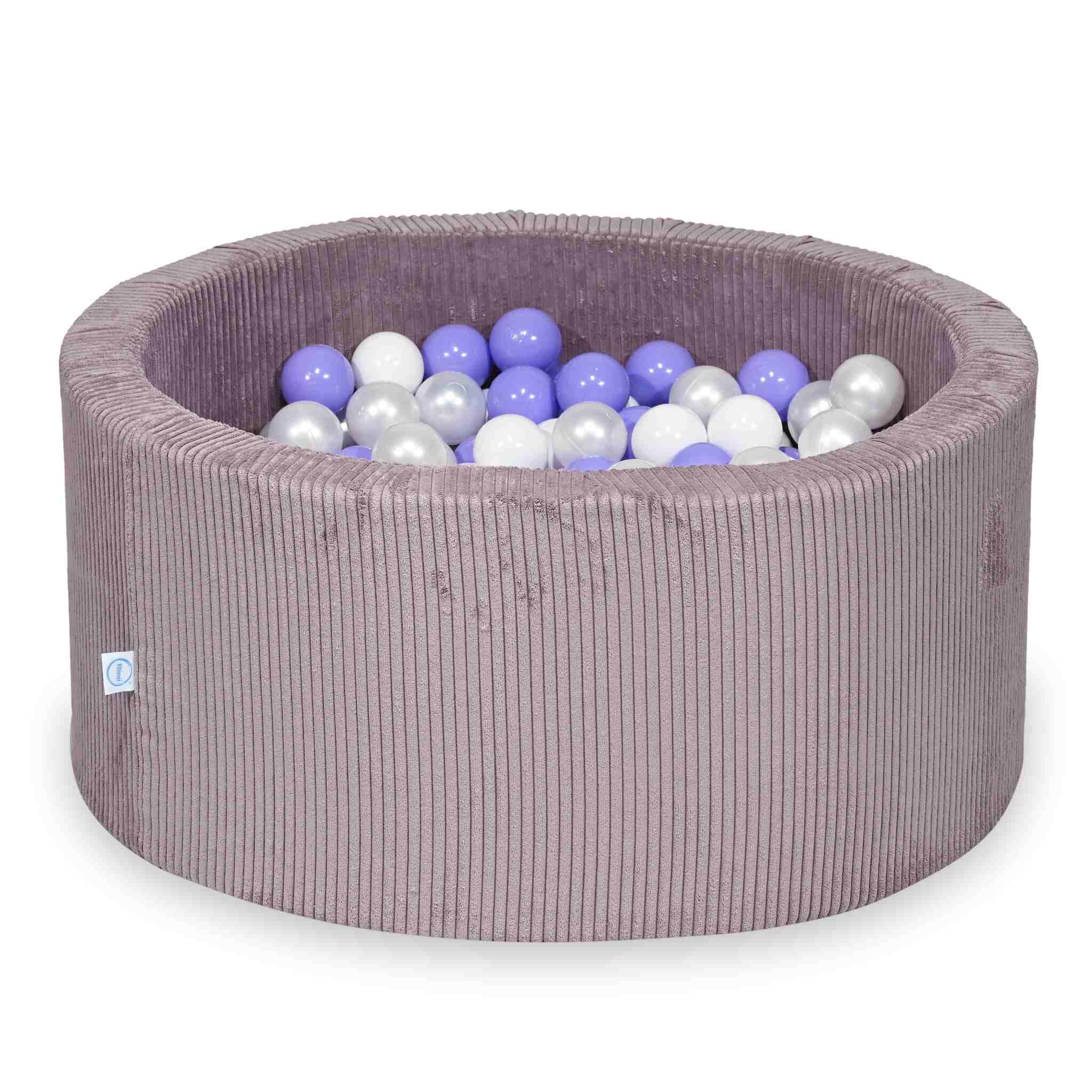 Ball Pit in corduroy lavender 90x40 cm with 300 balls