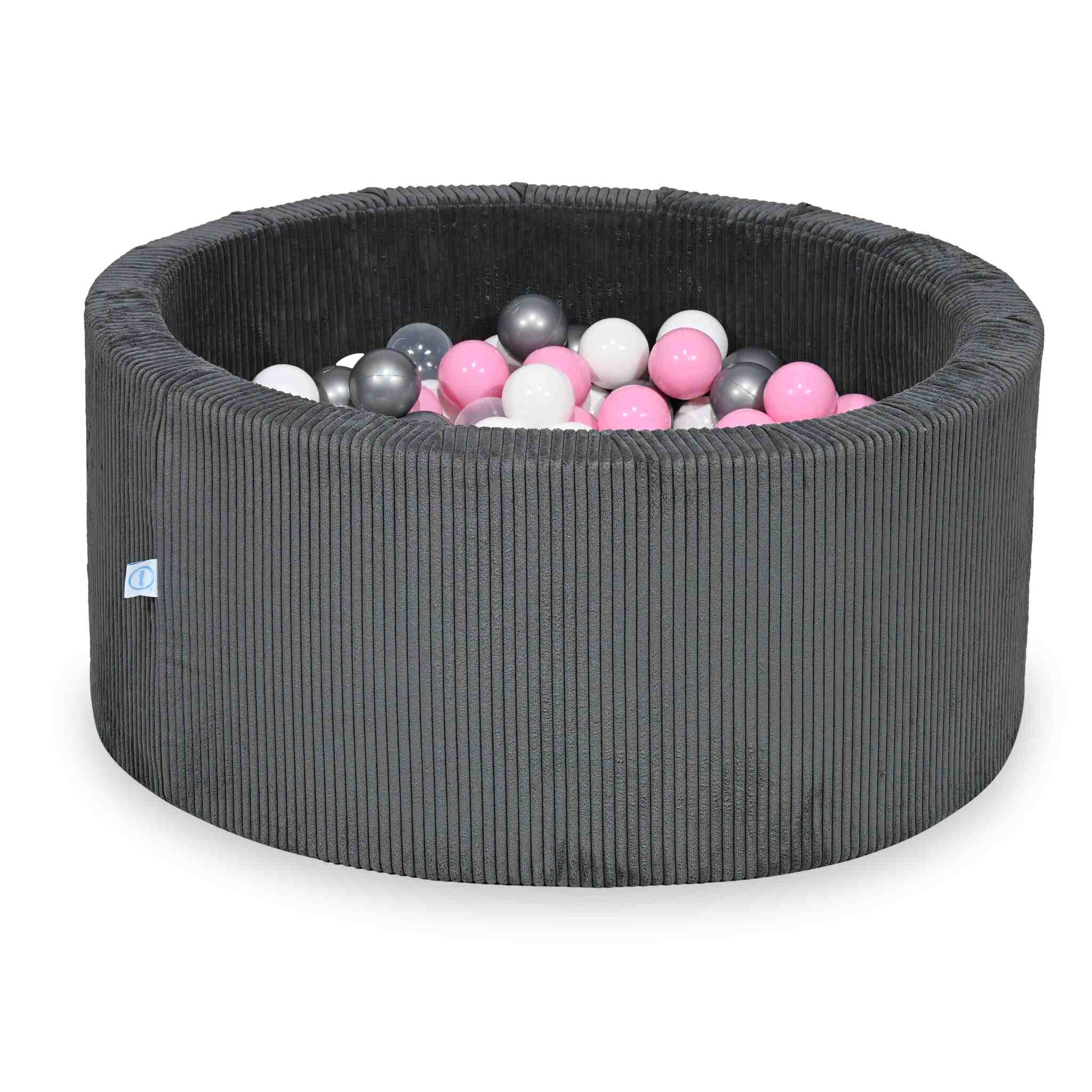 Ball Pit in corduroy graphite 90x40 cm with 300 balls