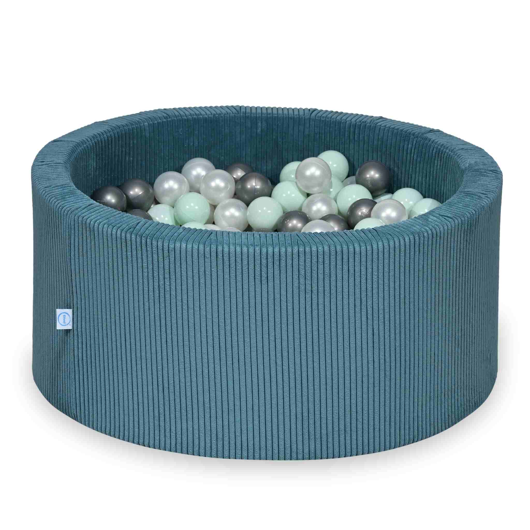 Ball Pit in corduroy blue 90x40 cm with 300 balls