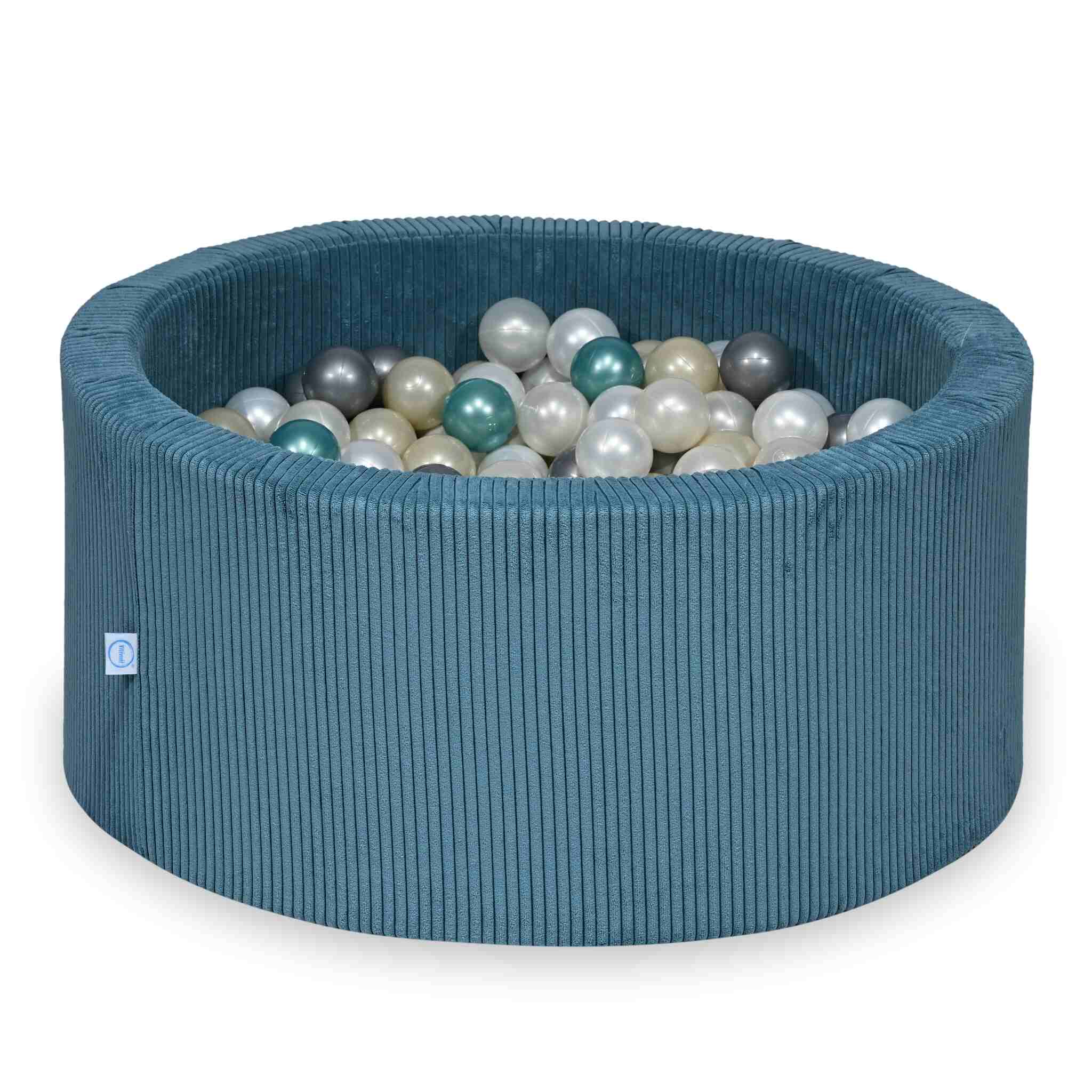 Ball Pit in corduroy blue 90x40 cm with 300 balls