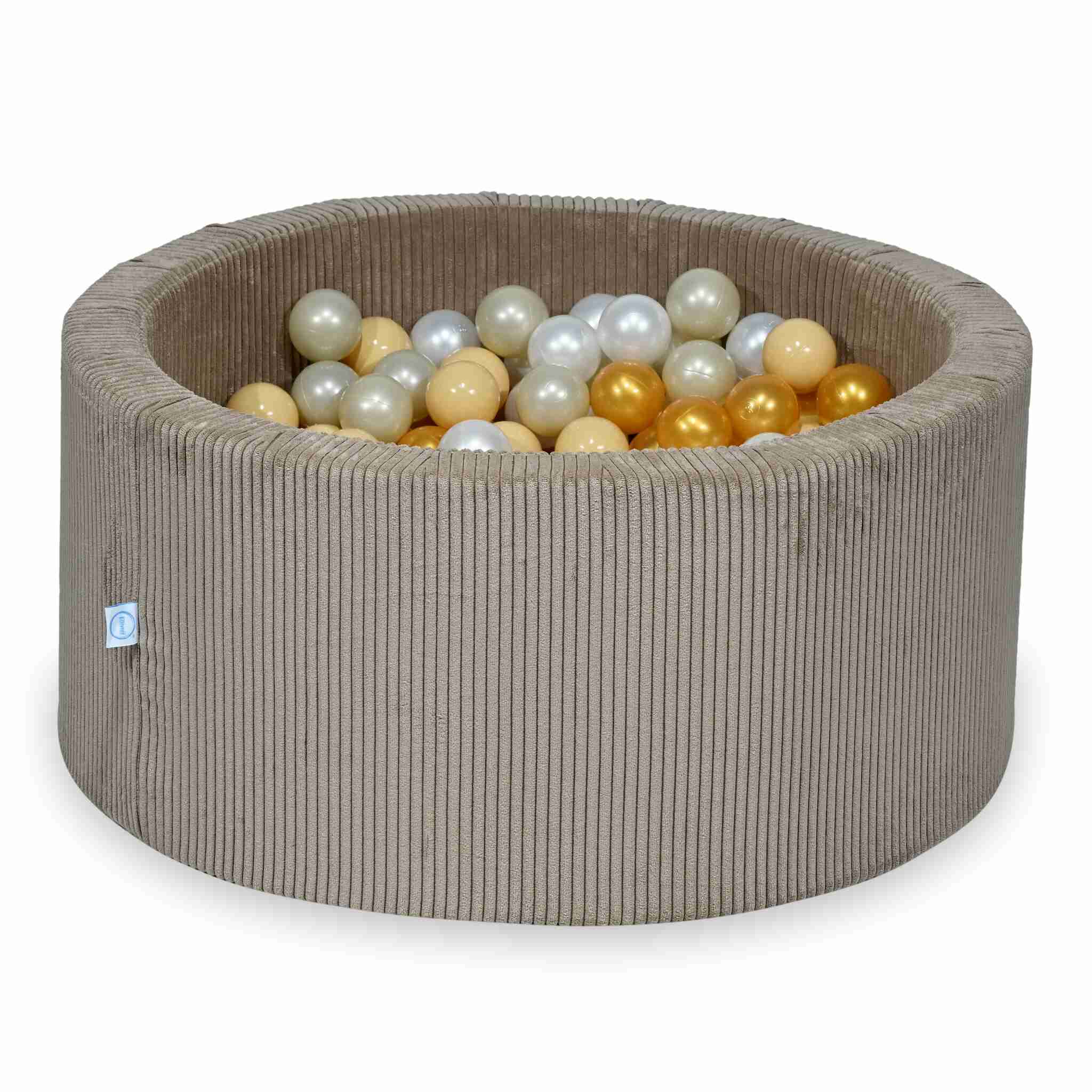 Ball Pit in corduroy toffee 90x40 cm with 300 balls