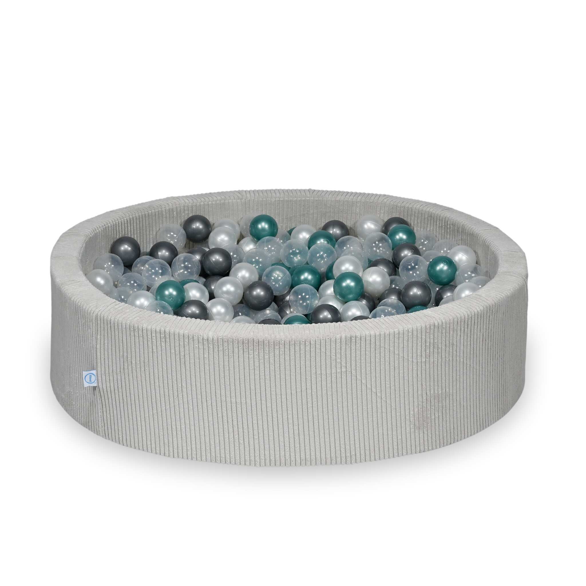 Ball Pit in corduroy grey 110x30 cm with 400 balls
