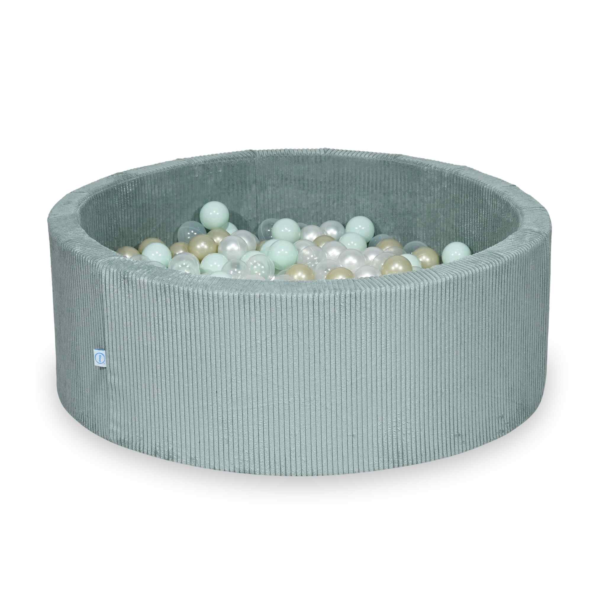 Ball Pit in corduroy light mint 110x40 cm with 500 balls