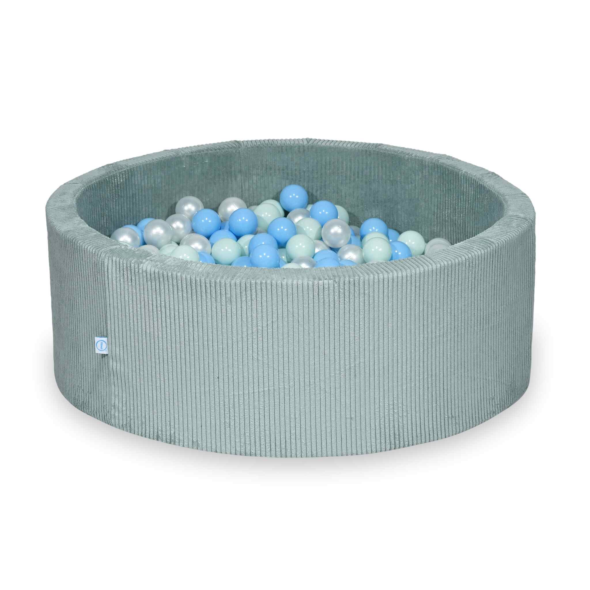 Ball Pit in corduroy light mint 110x40 cm with 500 balls